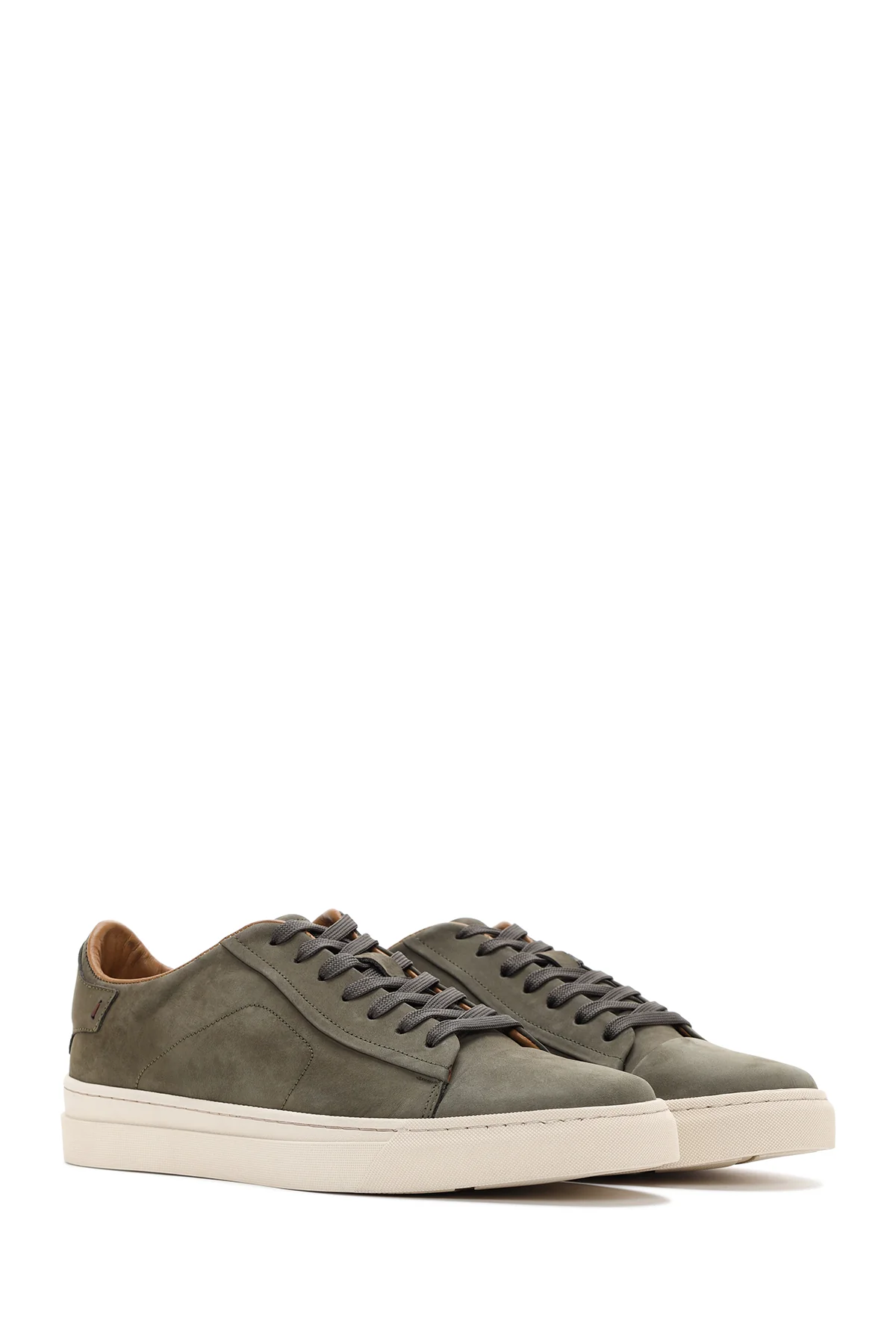 Erkek Haki Bağcıklı Nubuk Deri Sneaker - Image 3