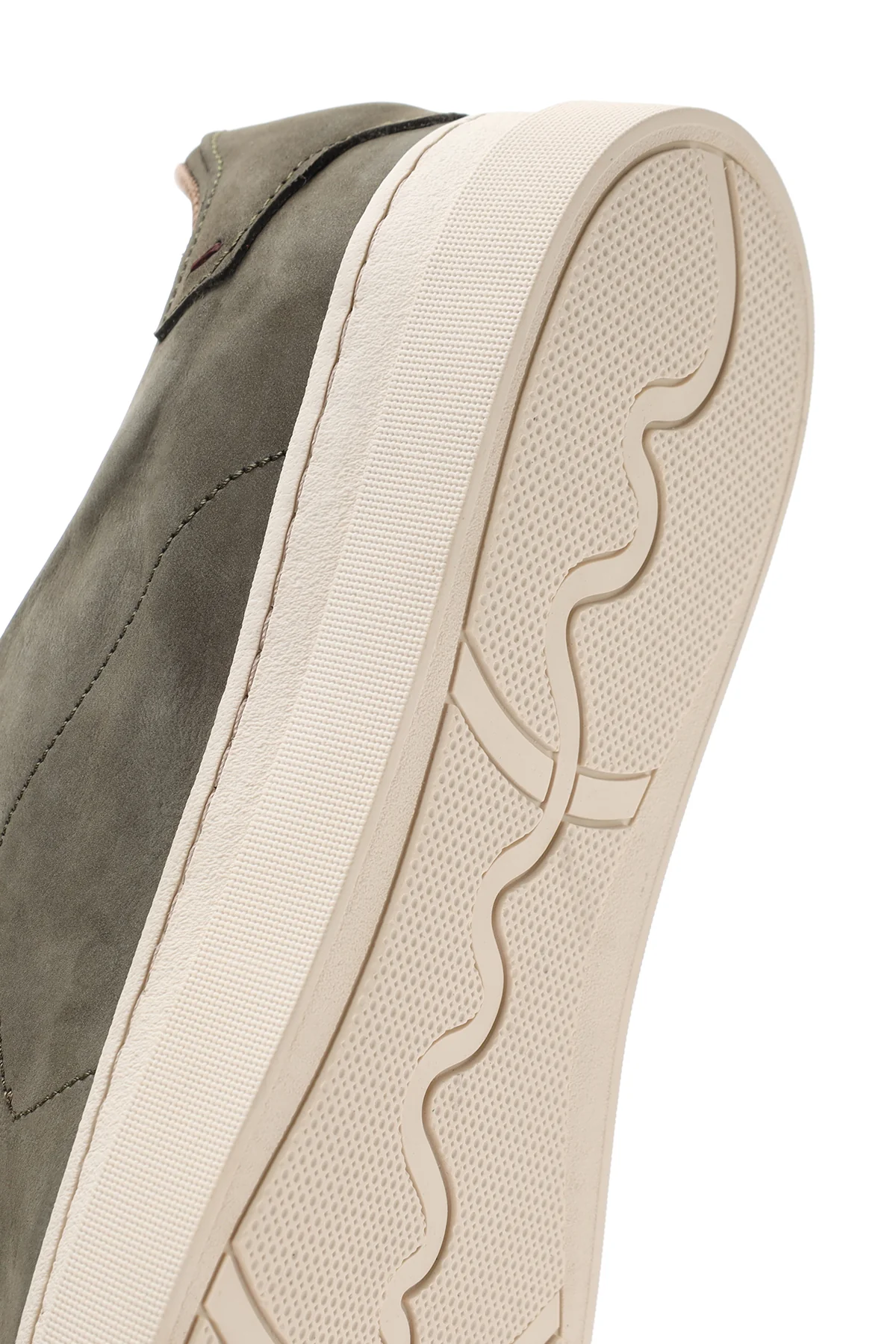 Erkek Haki Bağcıklı Nubuk Deri Sneaker - Image 7