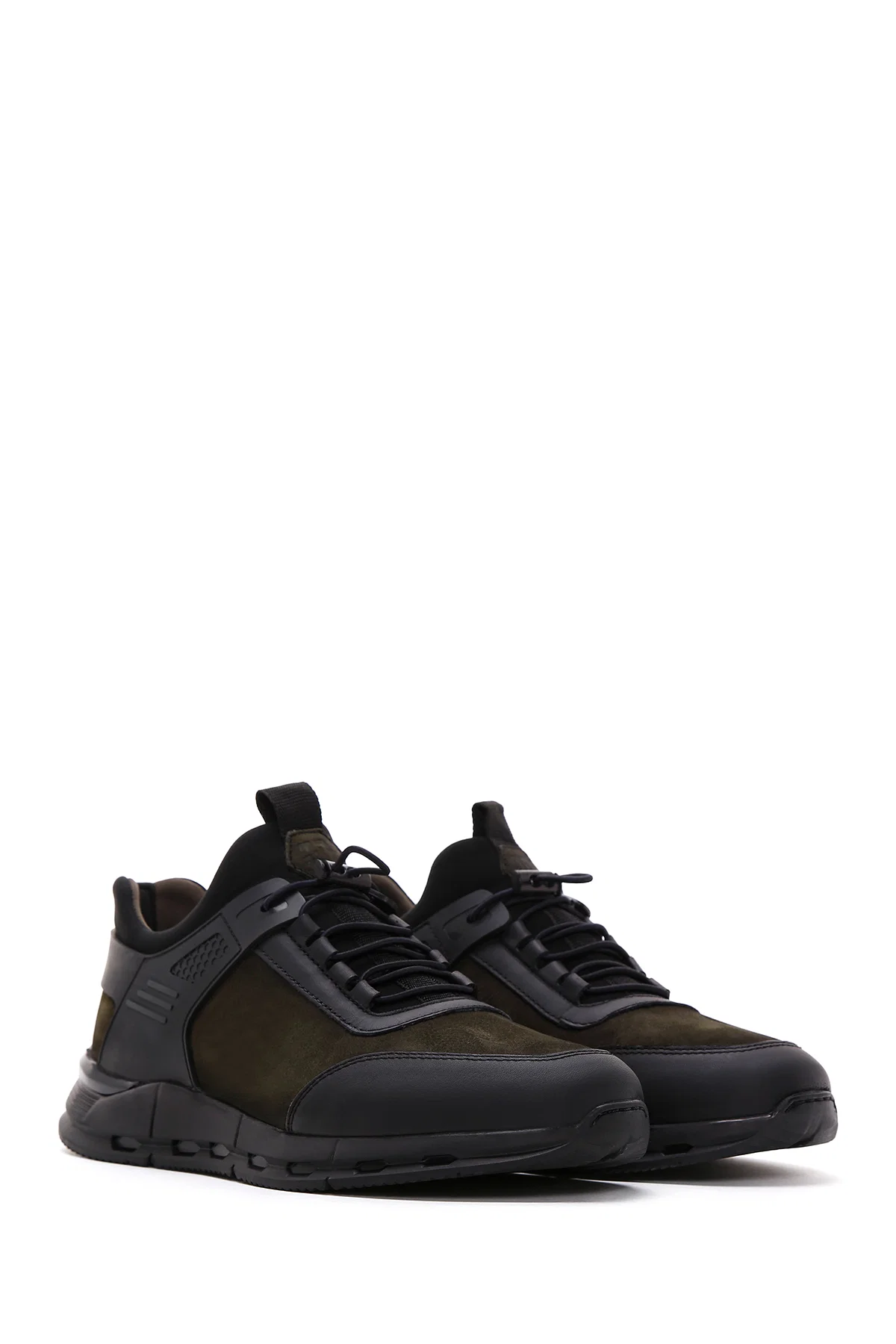 Erkek Haki Bağcıklı Nubuk Deri Sneaker - Image 3