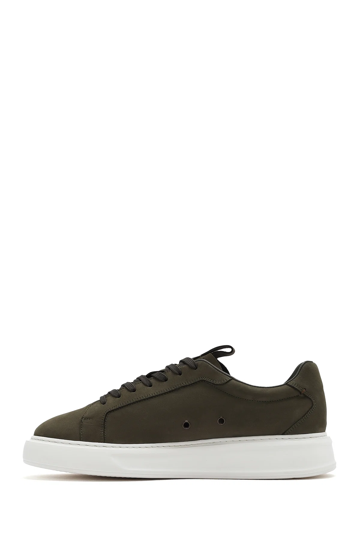Erkek Haki Bağcıklı Nubuk Deri Sneaker - Image 2