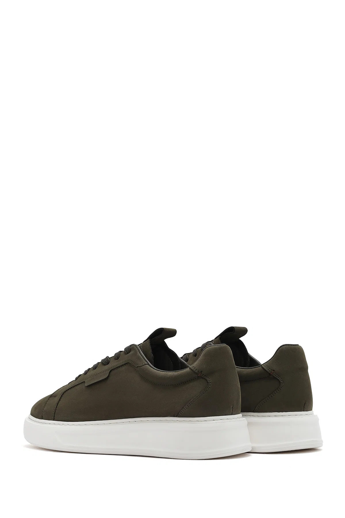 Erkek Haki Bağcıklı Nubuk Deri Sneaker - Image 5