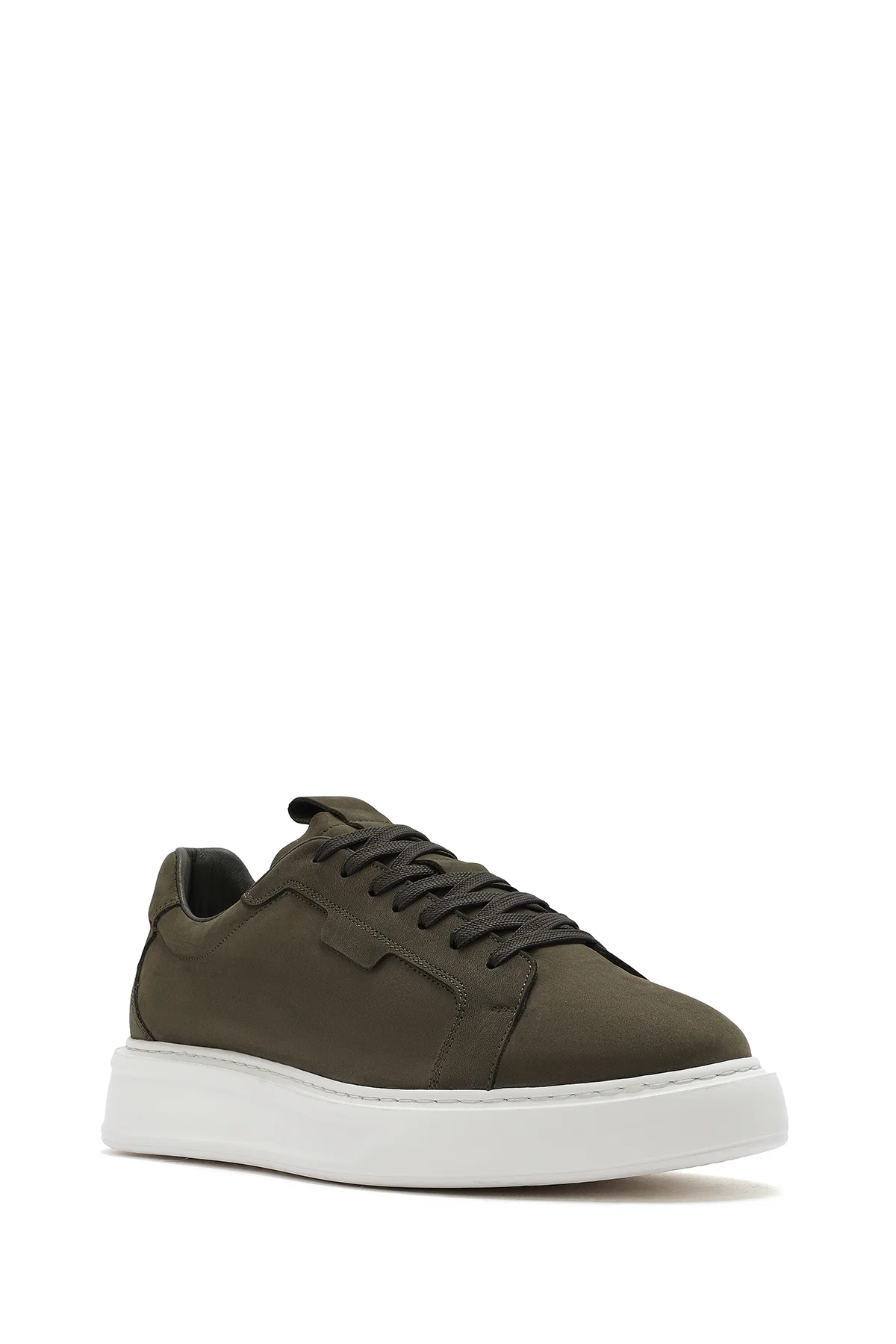Erkek Haki Bağcıklı Nubuk Deri Sneaker - Image 6