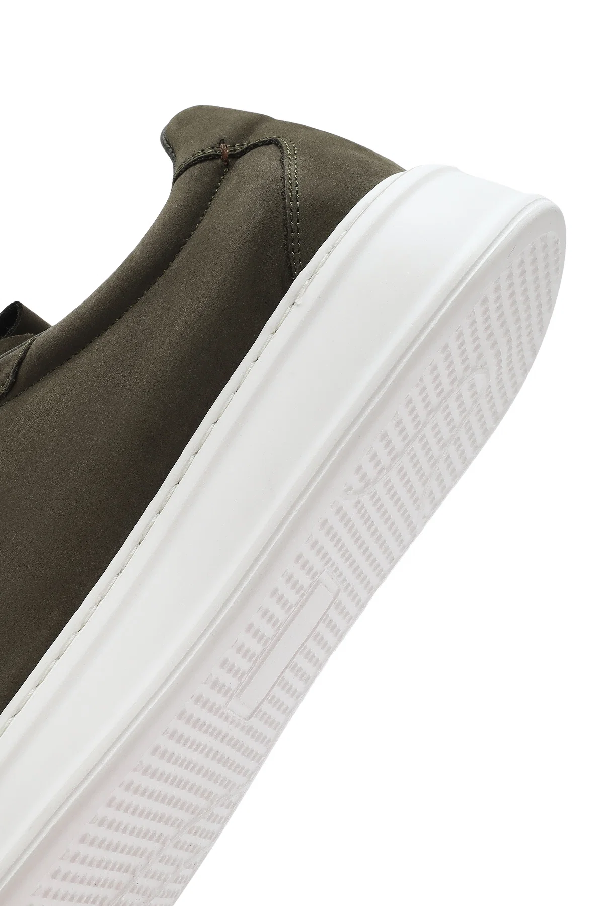 Erkek Haki Bağcıklı Nubuk Deri Sneaker - Image 8