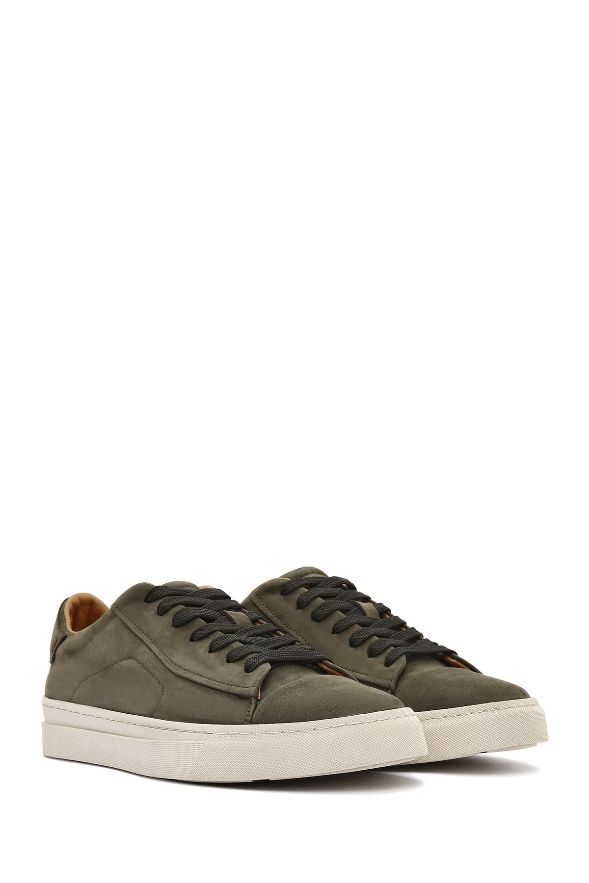 Erkek Haki Bağcıklı Nubuk Deri Sneaker - Image 3