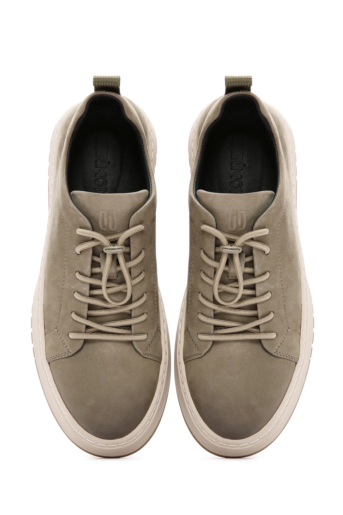 Erkek Haki Bağcıklı Nubuk Deri Sneaker - Image 8