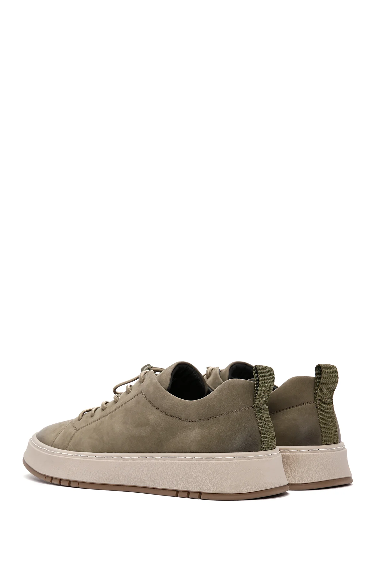 Erkek Haki Bağcıklı Nubuk Deri Sneaker - Image 7