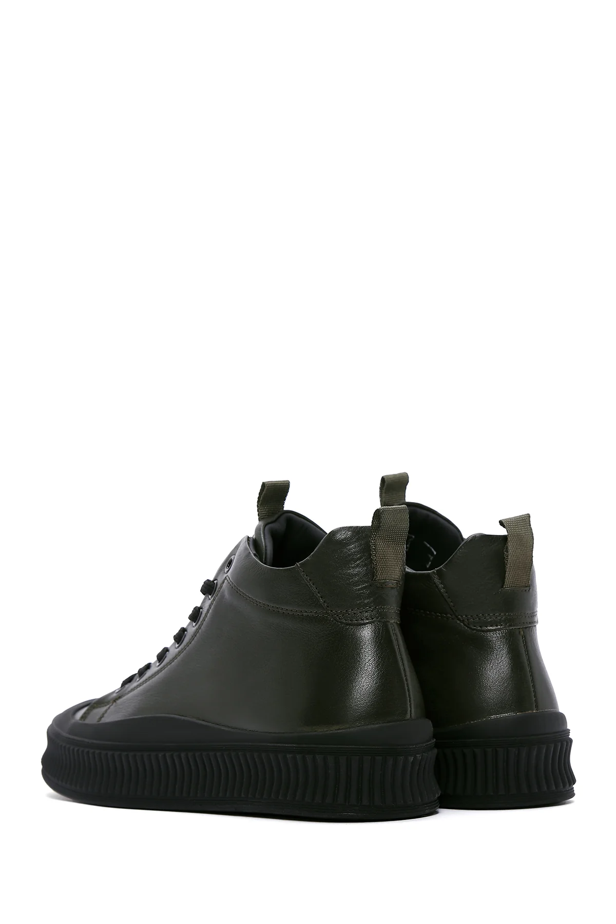 Erkek Haki Deri Bilekli Sneaker - Image 5