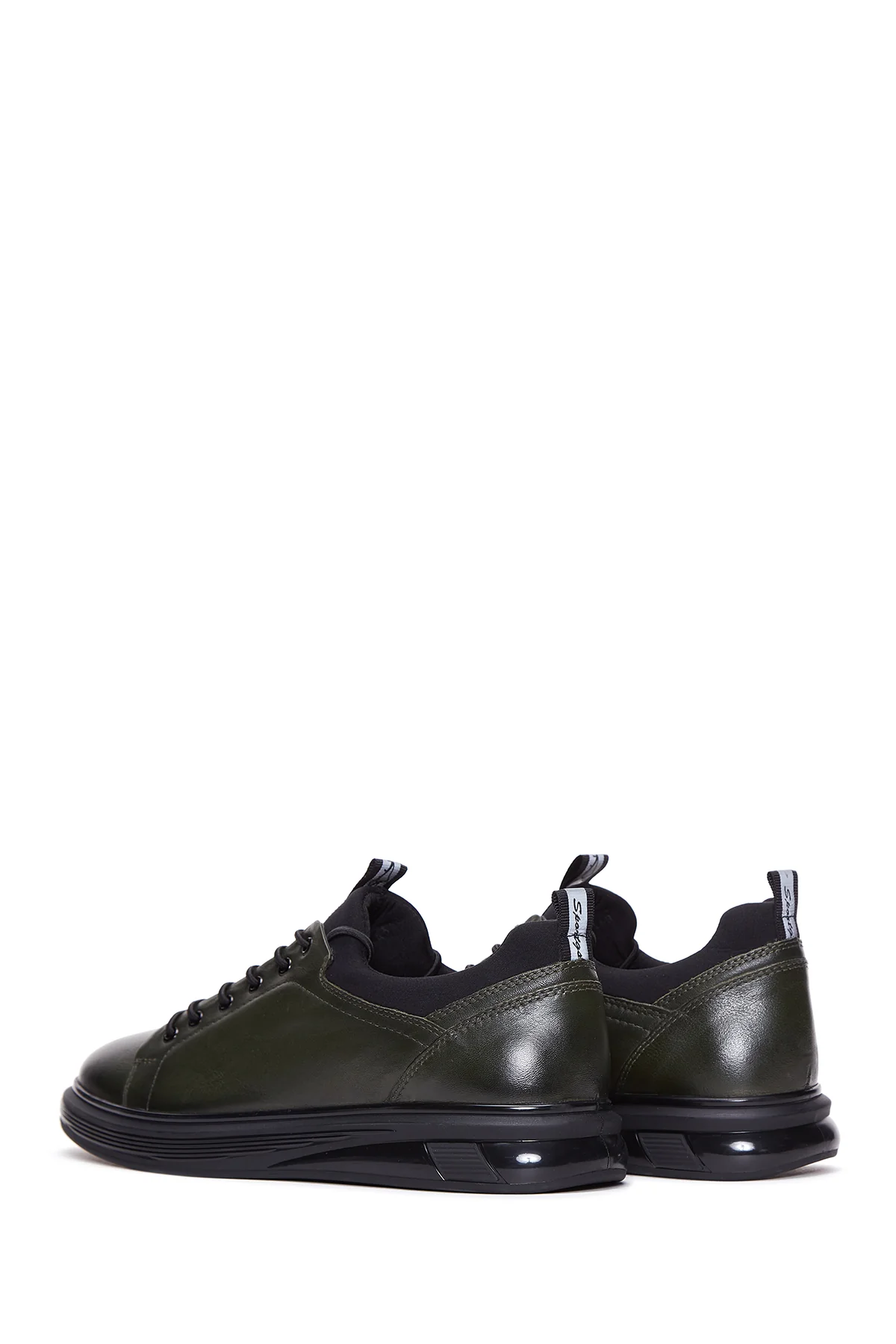 Erkek Haki Deri Casual Sneaker - Image 5