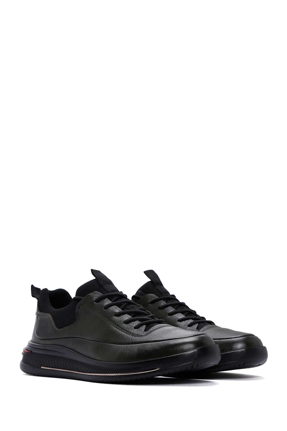 Erkek Haki Deri Sneaker - Image 3
