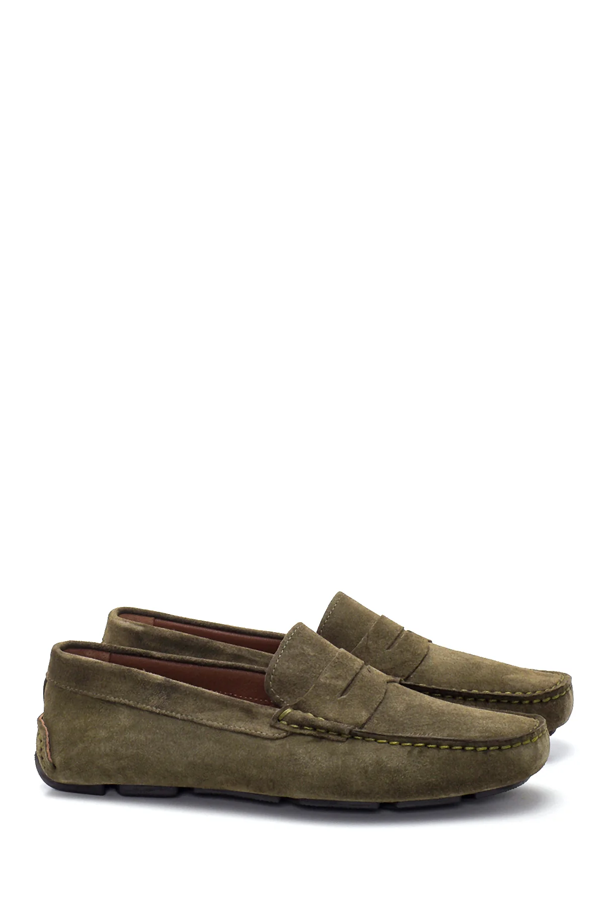 Erkek Haki Deri Süet Casual Loafer - Image 3