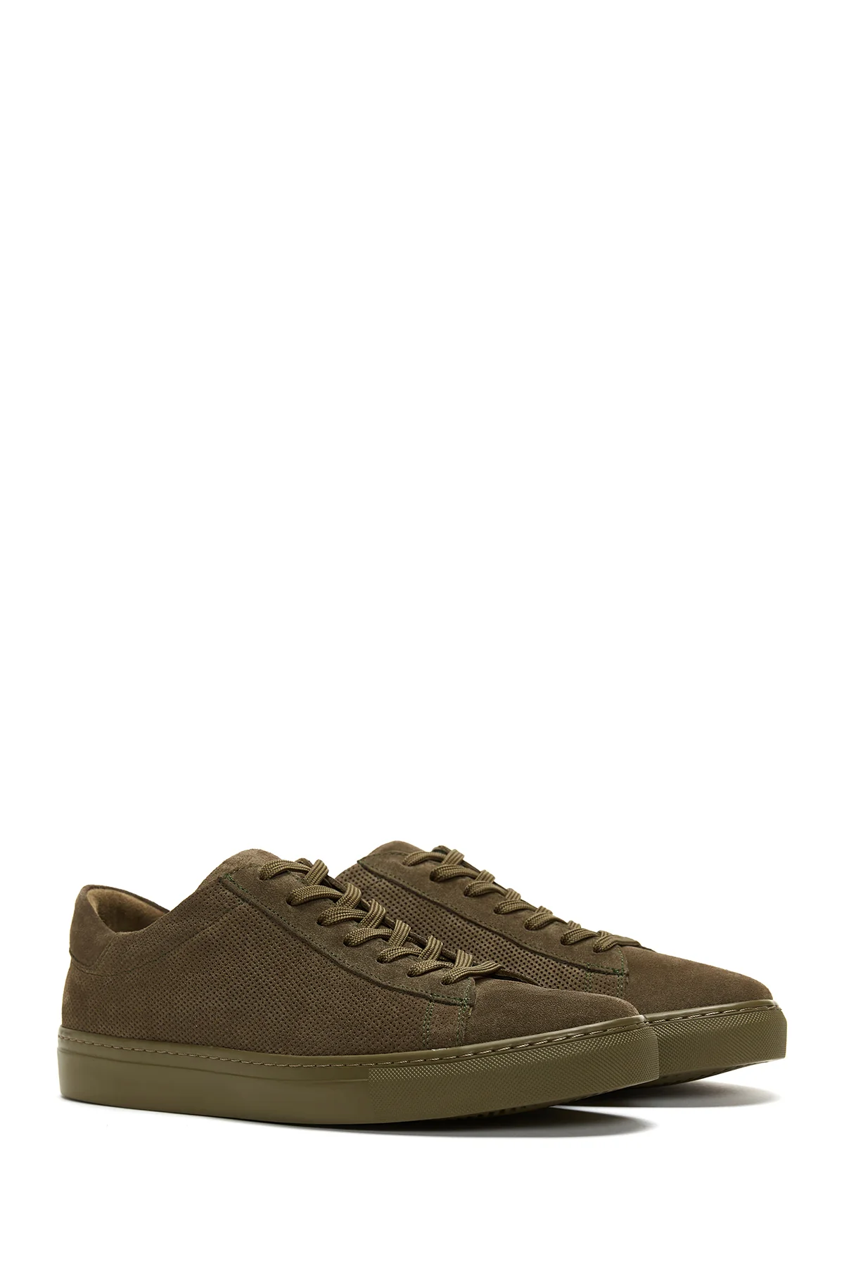 Erkek Haki Deri Süet Sneaker - Image 3