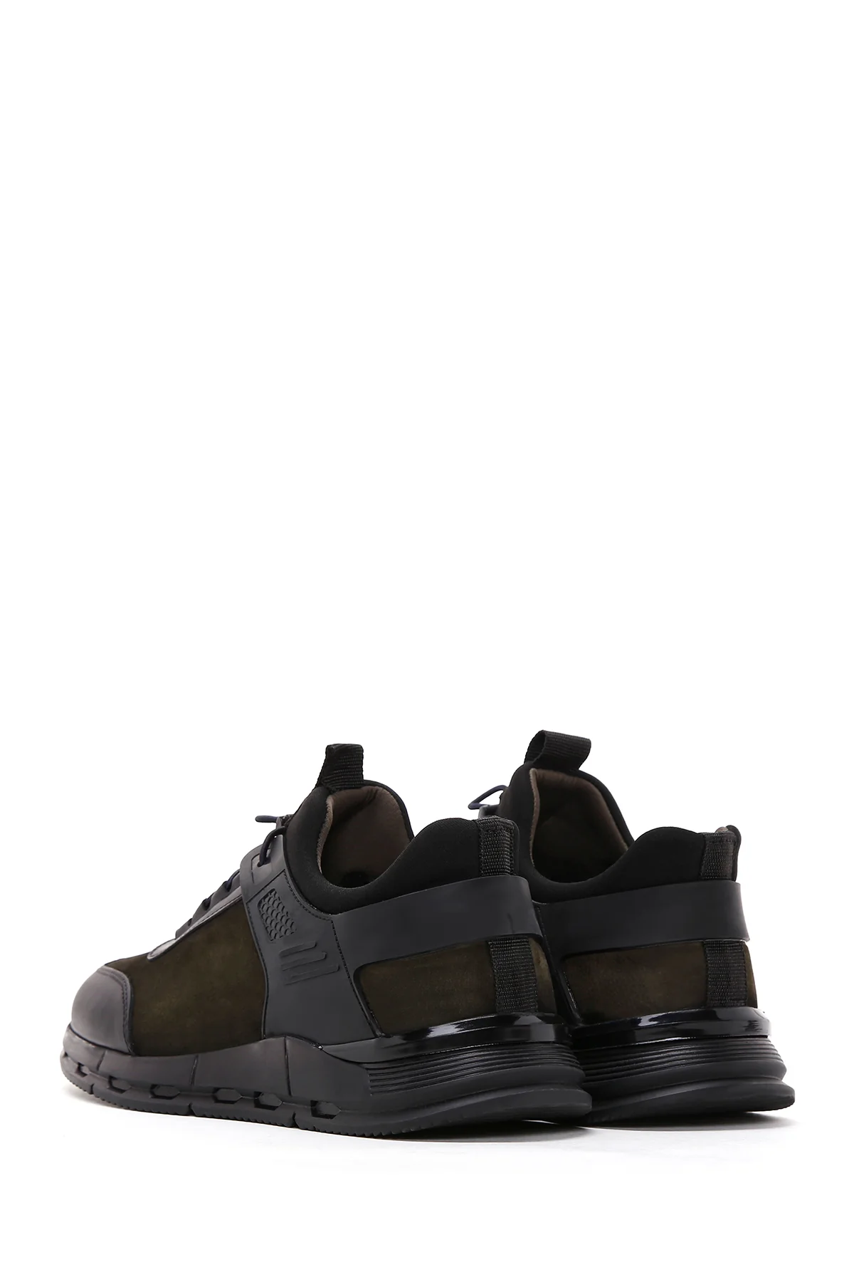 Erkek Haki Nubuk Deri Detaylı Sneaker - Image 5