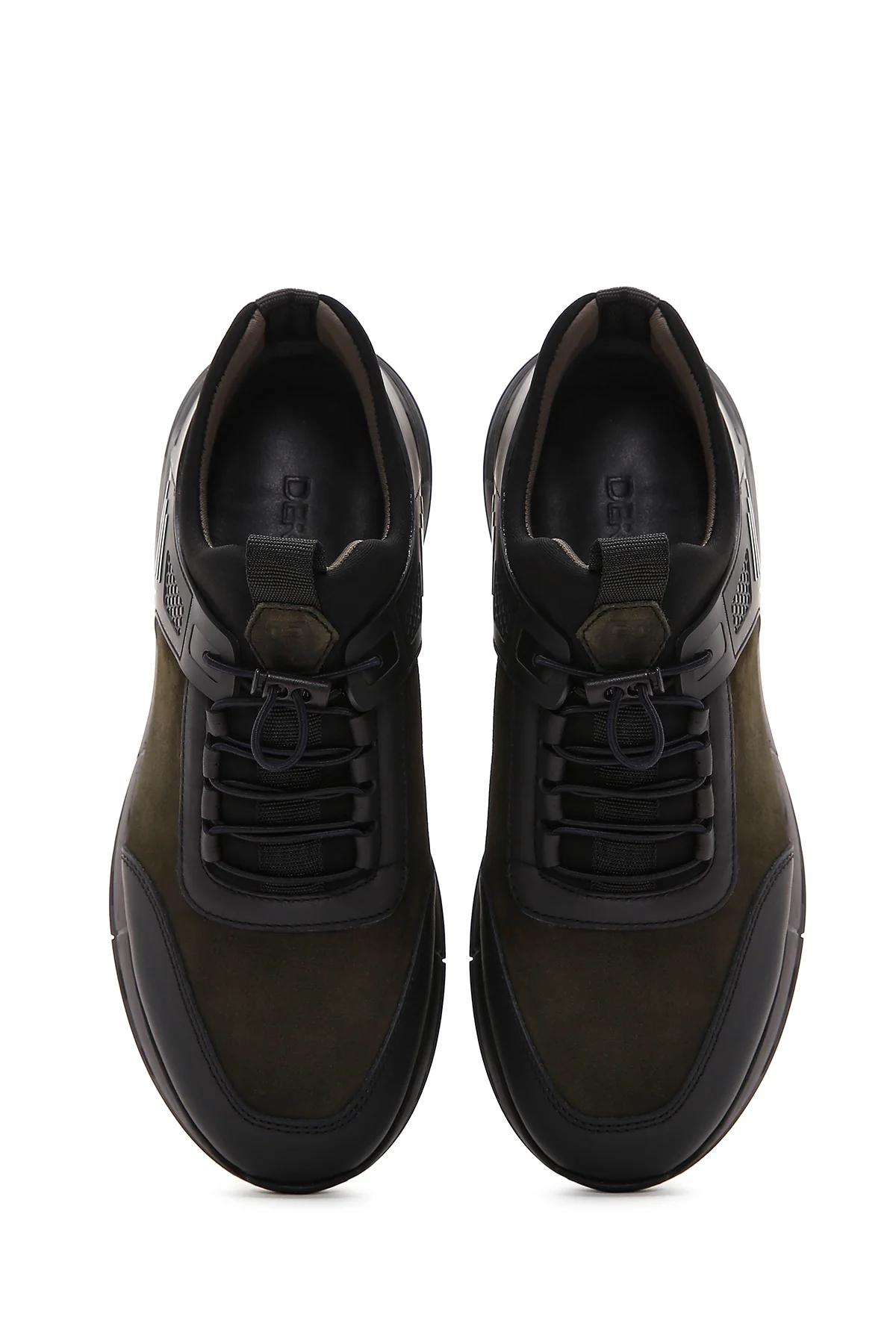 Erkek Haki Nubuk Deri Detaylı Sneaker - Image 6