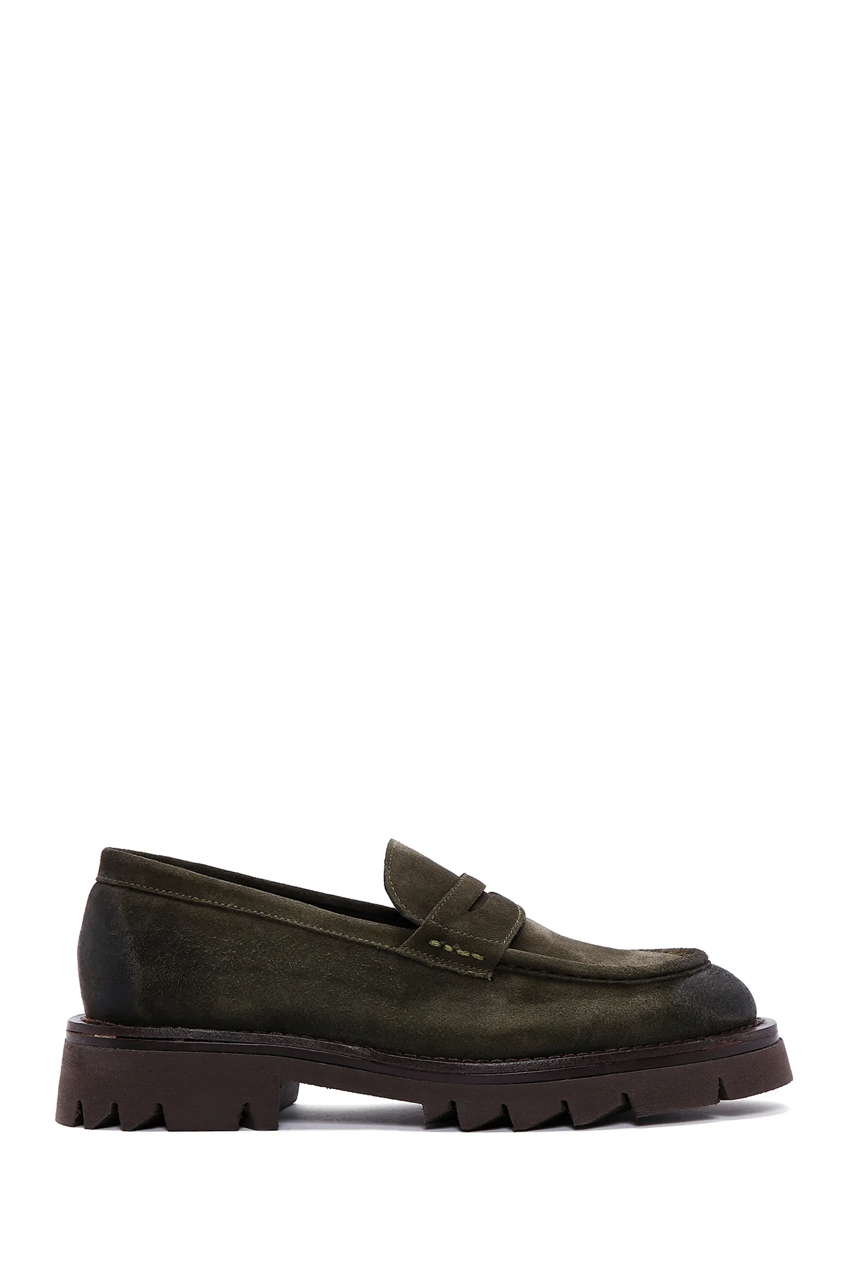 Erkek Haki Süet Deri Casual Loafer - Image 2