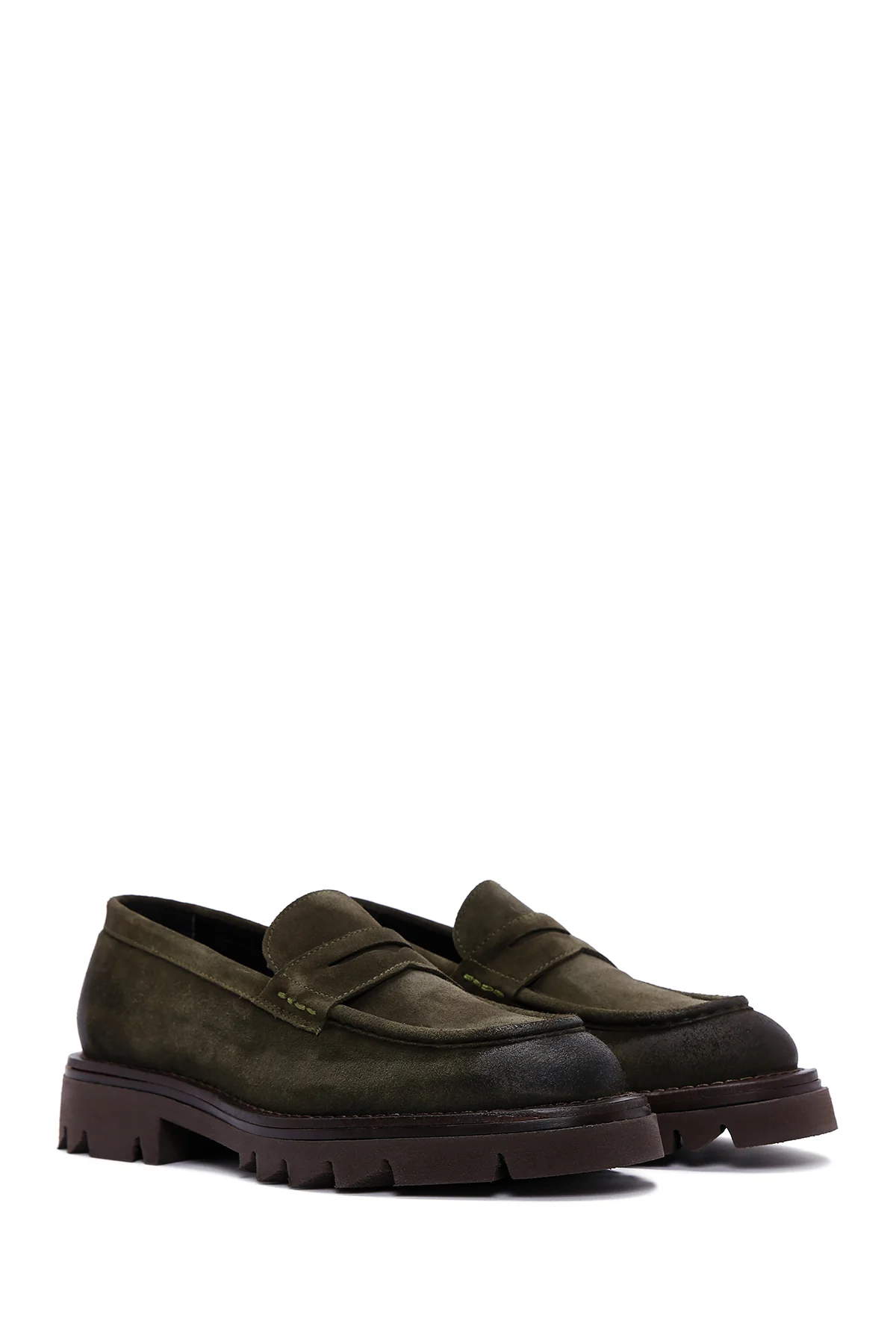 Erkek Haki Süet Deri Casual Loafer - Image 4