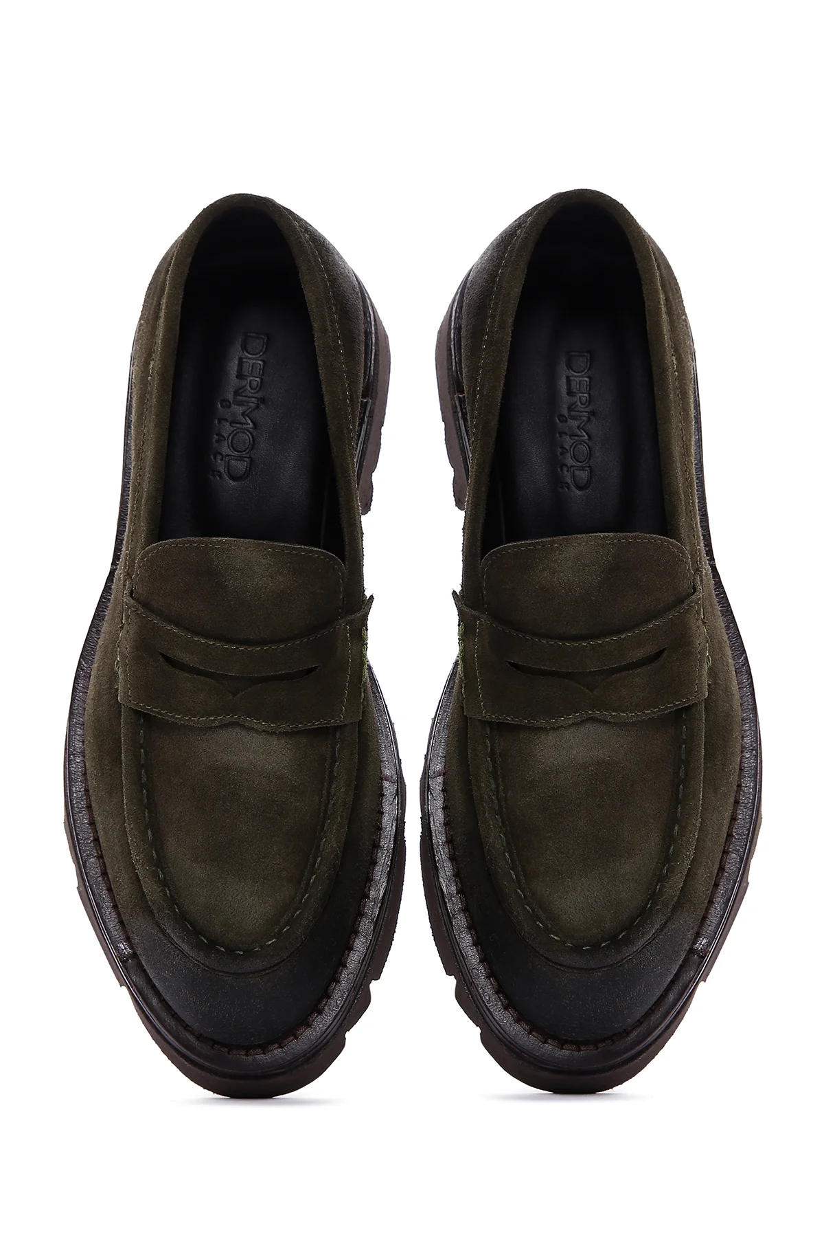 Erkek Haki Süet Deri Casual Loafer - Image 7