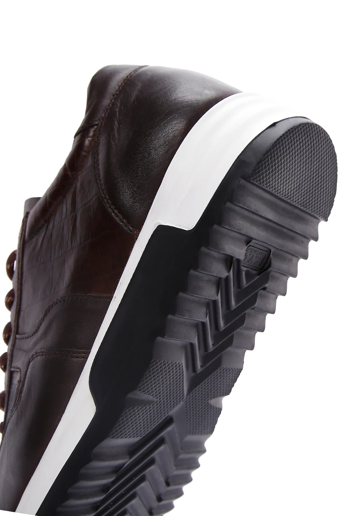 Erkek Kahverengi Bağcıklı Deri Casual Sneaker - Image 8