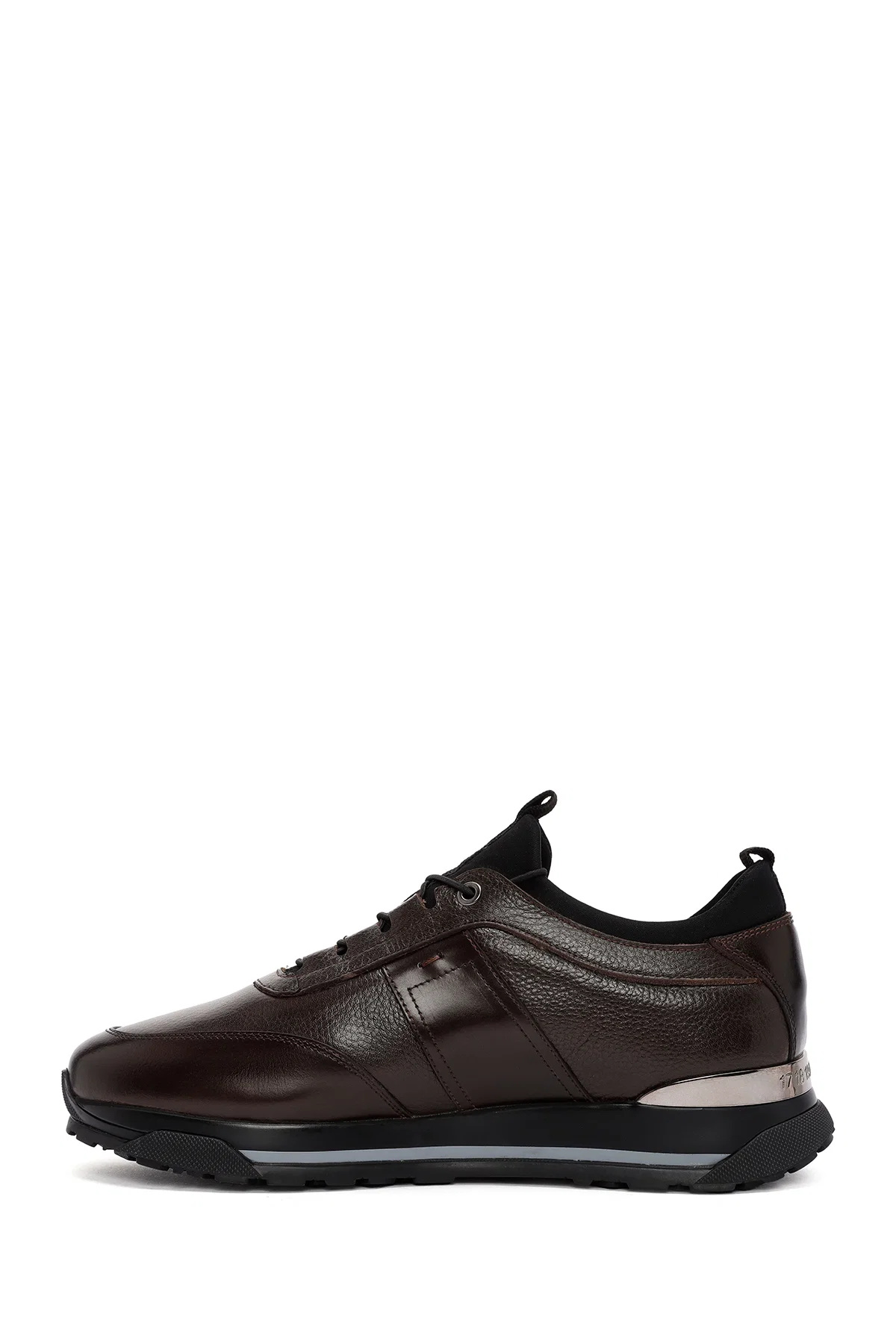 Erkek Kahverengi Bağcıklı Deri Casual Sneaker - Image 2