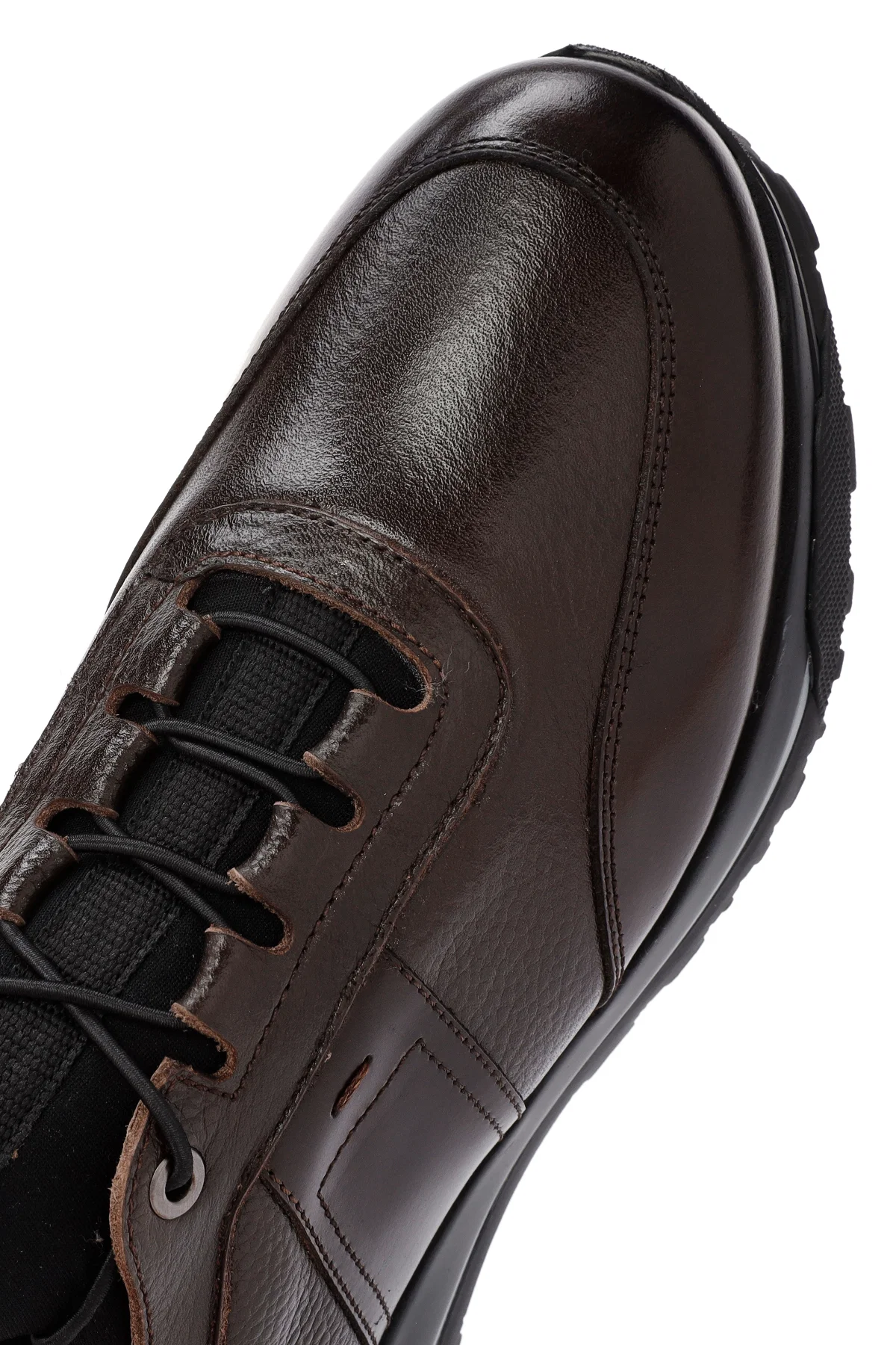 Erkek Kahverengi Bağcıklı Deri Casual Sneaker - Image 9
