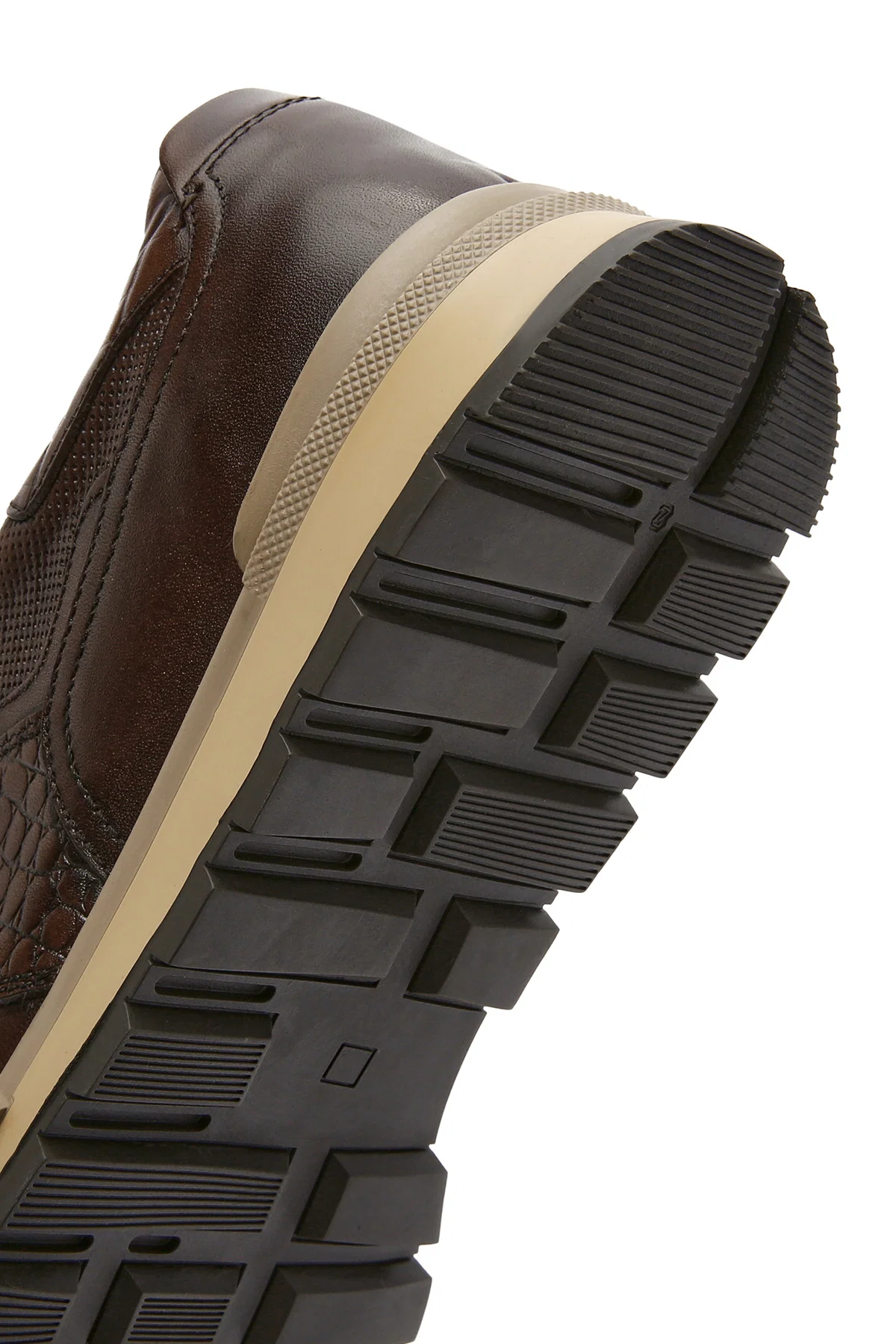 Erkek Kahverengi Bağcıklı Deri Casual Sneaker - Image 8