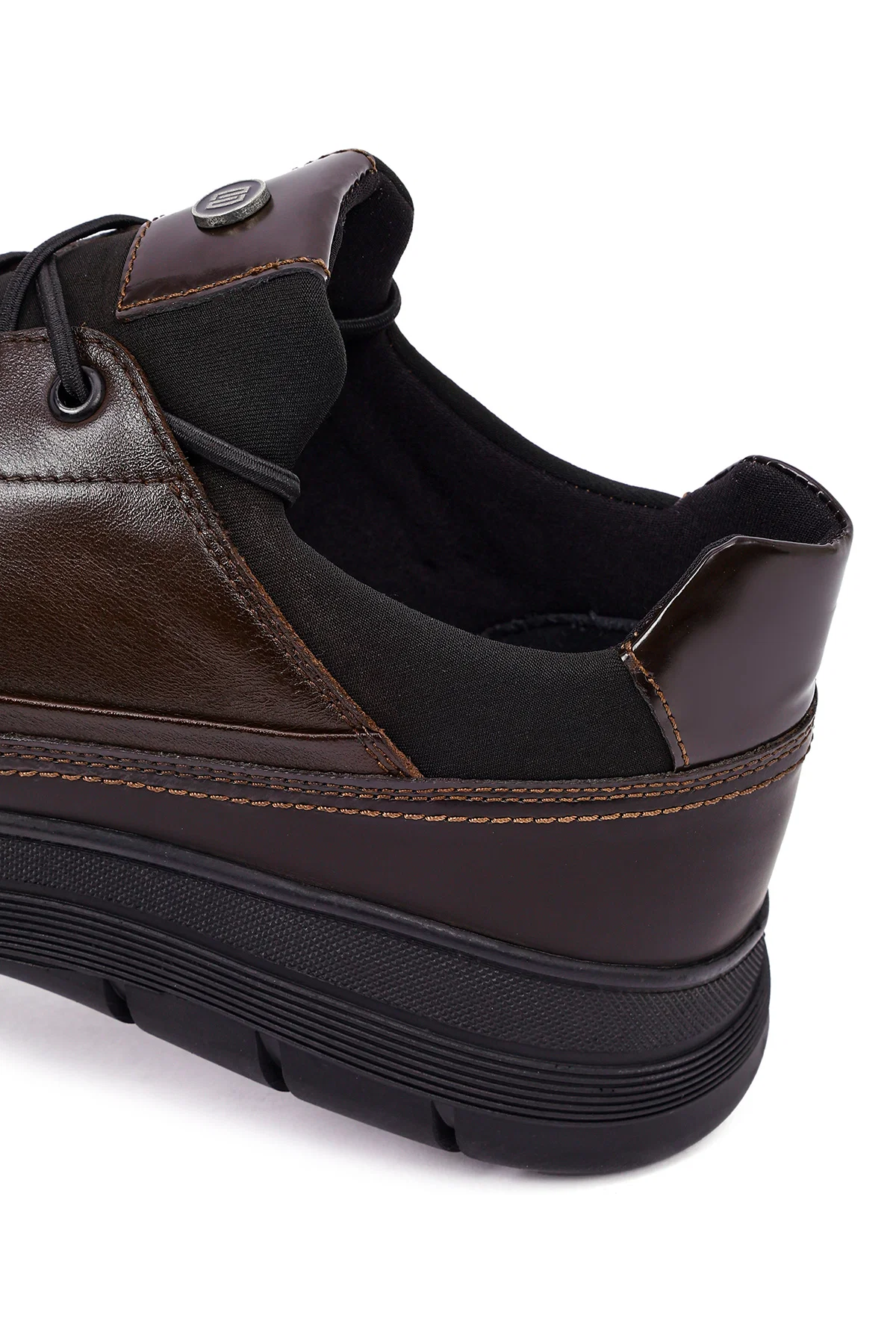 Erkek Kahverengi Bağcıklı Deri Casual Sneaker - Image 10