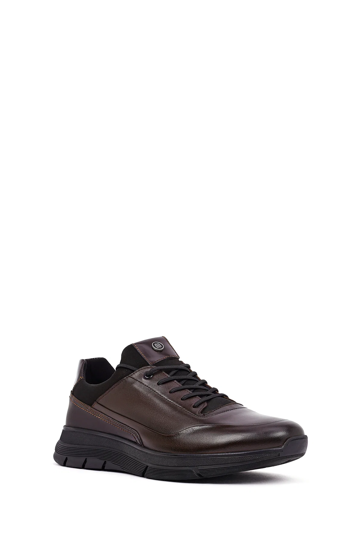 Erkek Kahverengi Bağcıklı Deri Casual Sneaker - Image 6