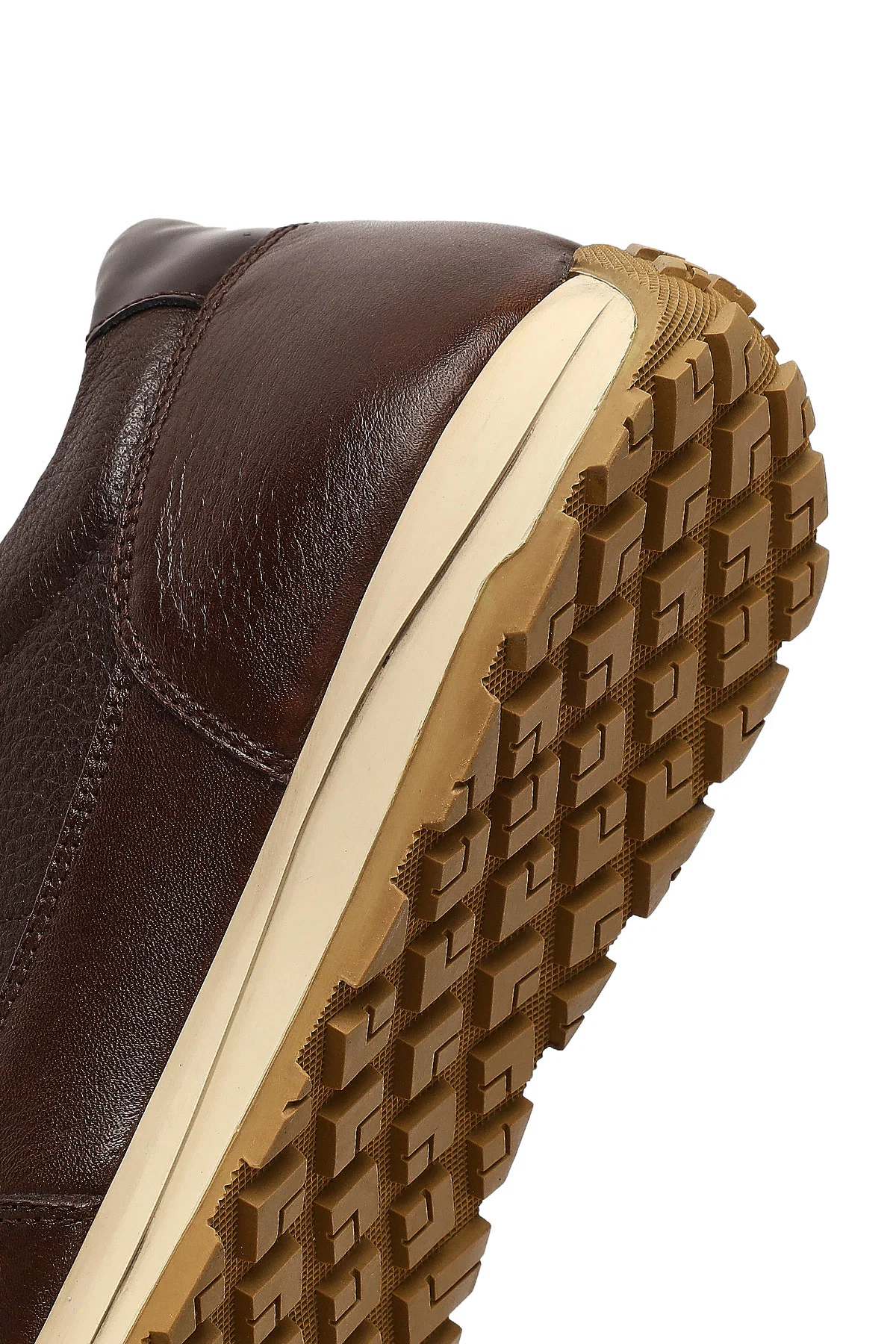 Erkek Kahverengi Bağcıklı Deri Casual Sneaker - Image 8