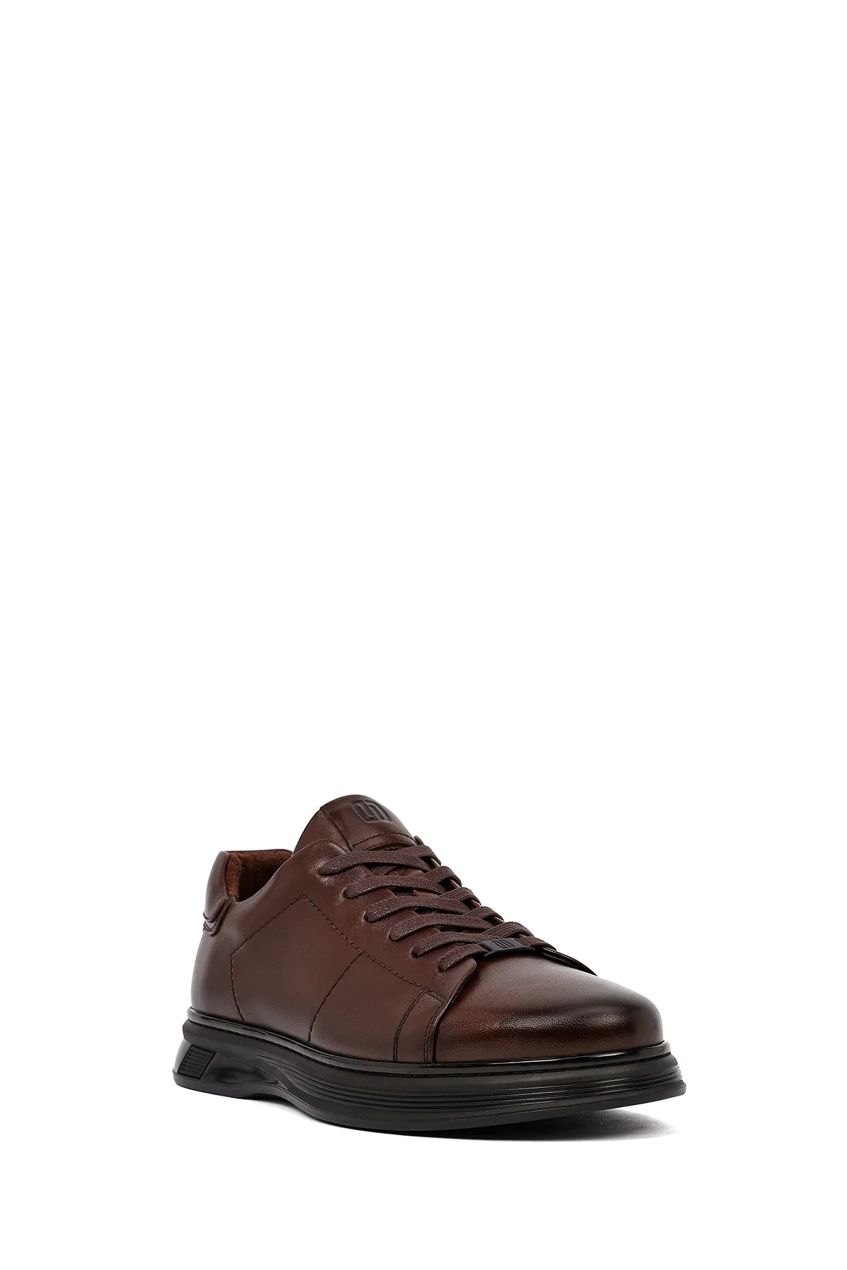Erkek Kahverengi Bağcıklı Deri Casual Sneaker - Image 6