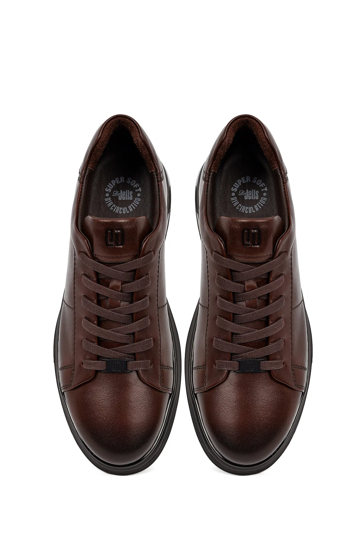 Erkek Kahverengi Bağcıklı Deri Casual Sneaker - Image 7