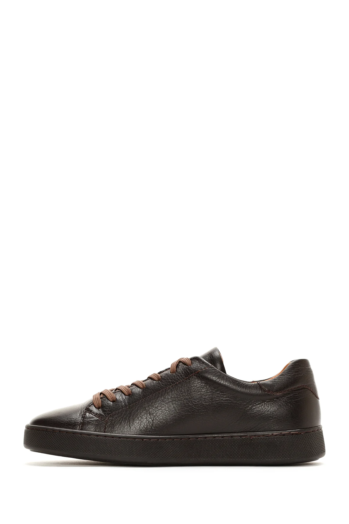 Erkek Kahverengi Bağcıklı Deri Sneaker - Image 2
