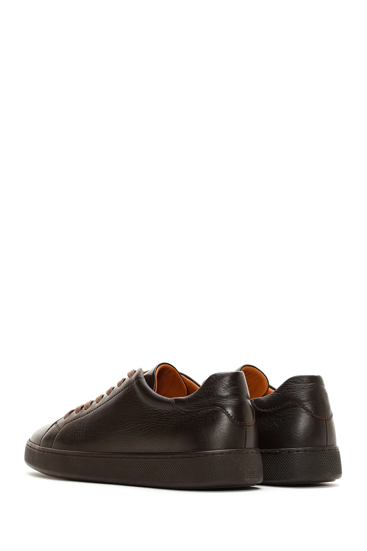 Erkek Kahverengi Bağcıklı Deri Sneaker - Image 5