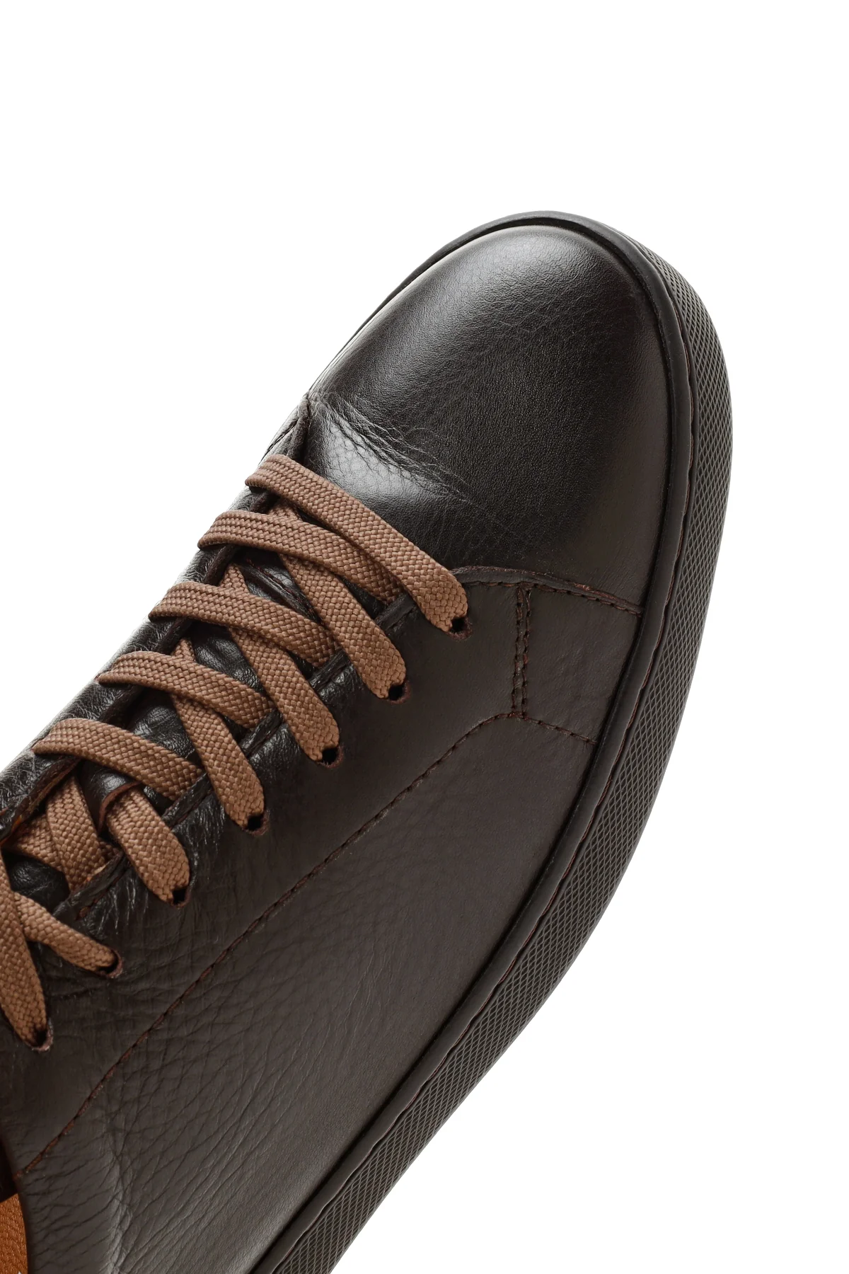 Erkek Kahverengi Bağcıklı Deri Sneaker - Image 8
