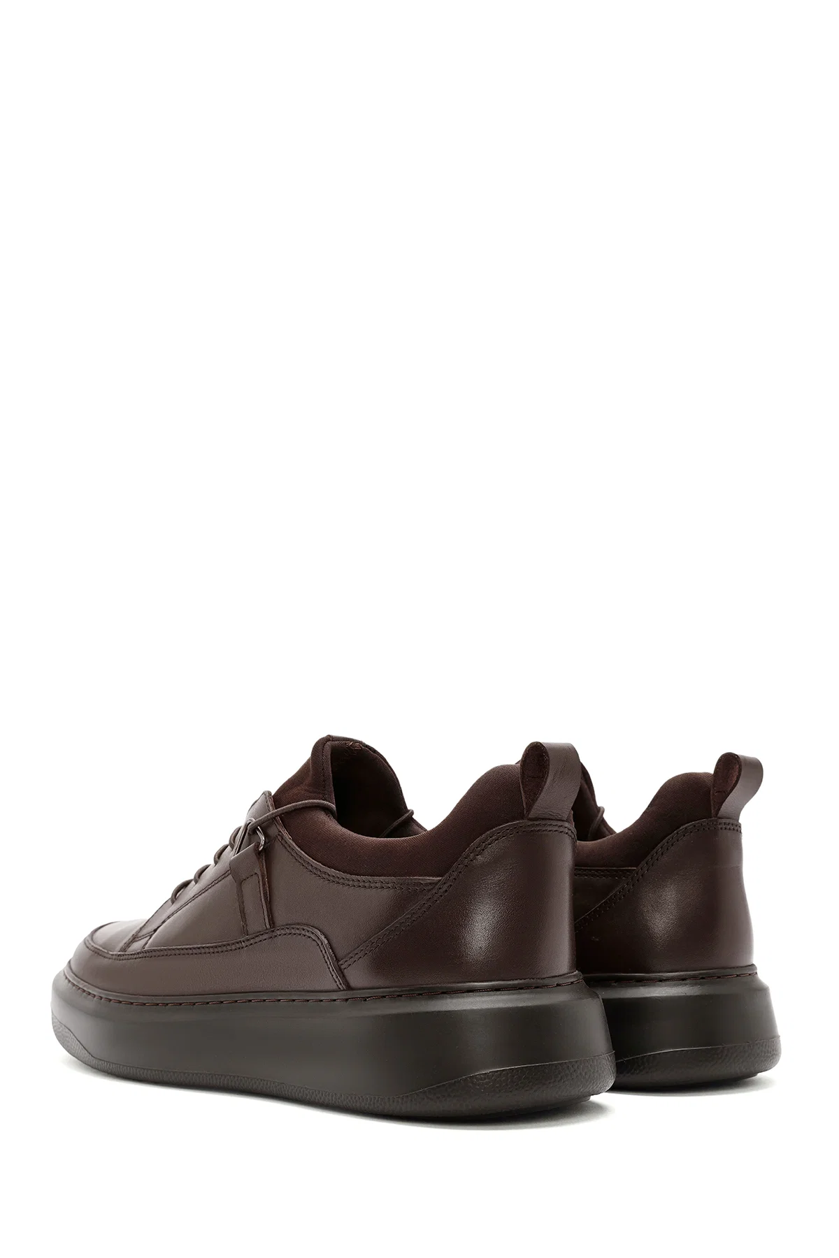 Erkek Kahverengi Bağcıklı Deri Sneaker - Image 5