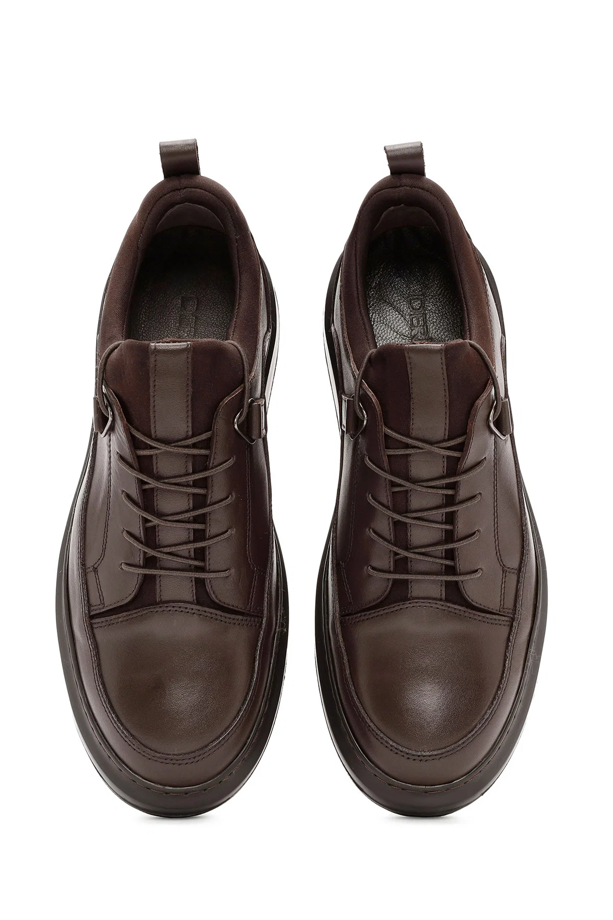 Erkek Kahverengi Bağcıklı Deri Sneaker - Image 7