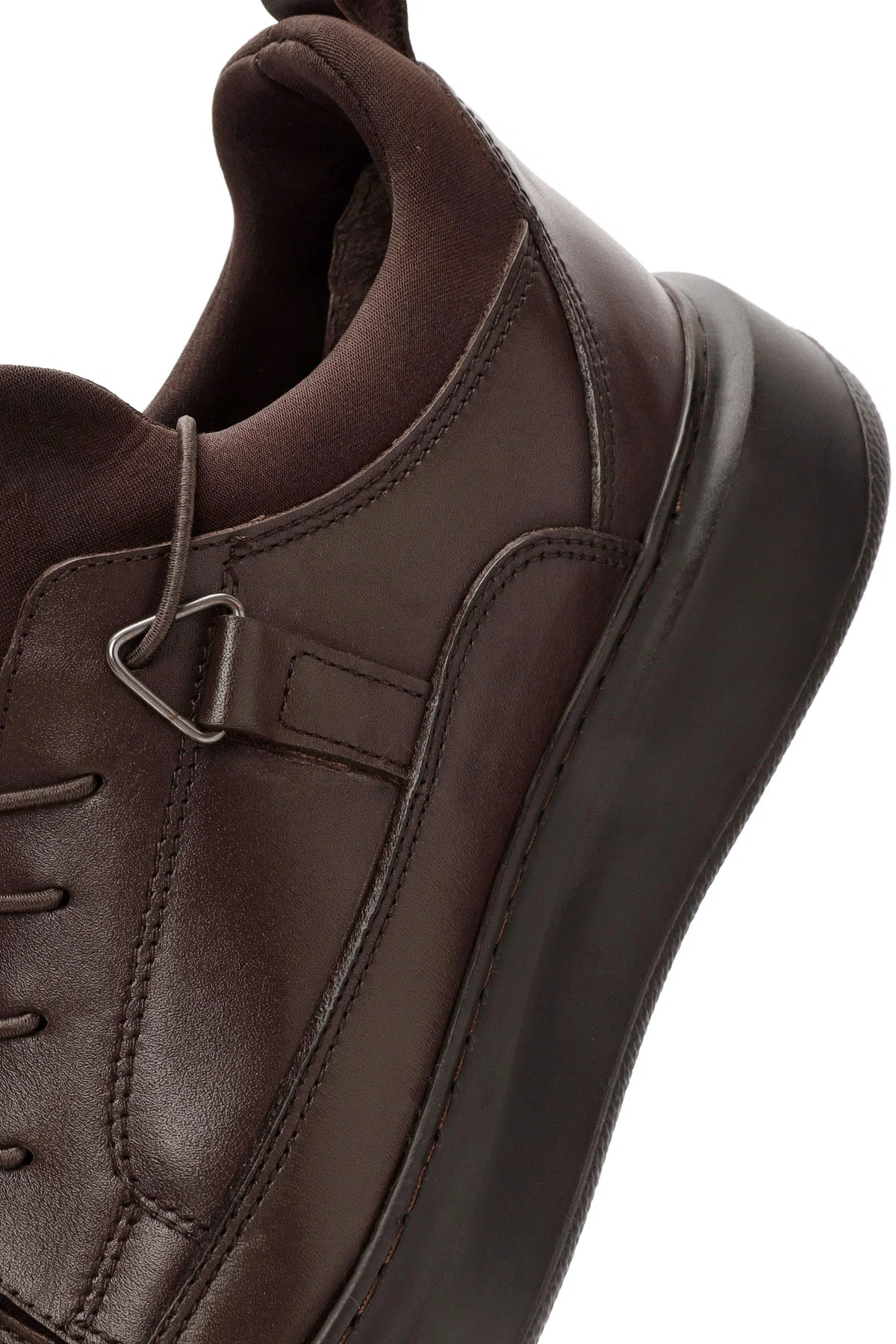 Erkek Kahverengi Bağcıklı Deri Sneaker - Image 9