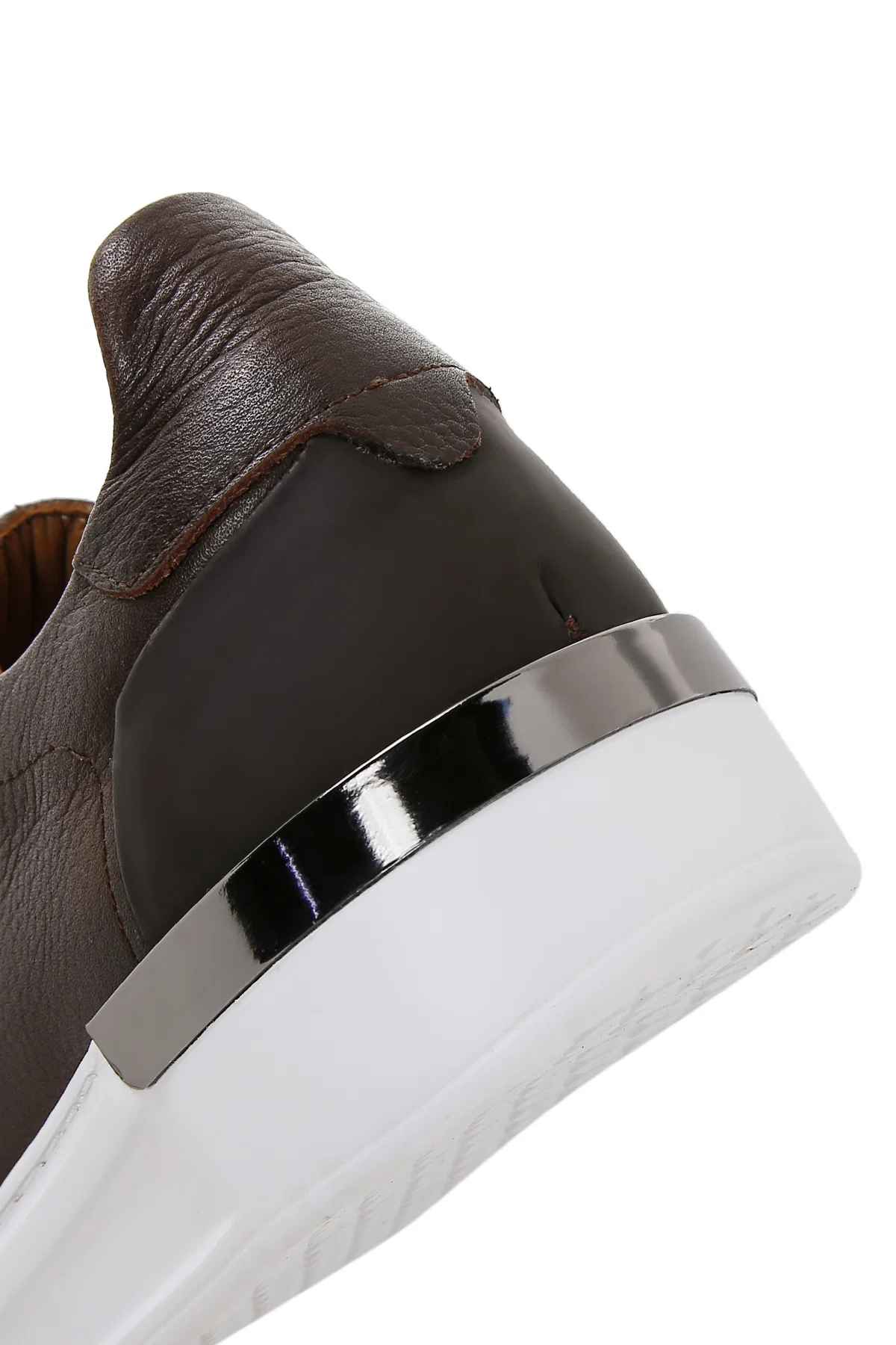 Erkek Kahverengi Bağcıklı Deri Sneaker - Image 9