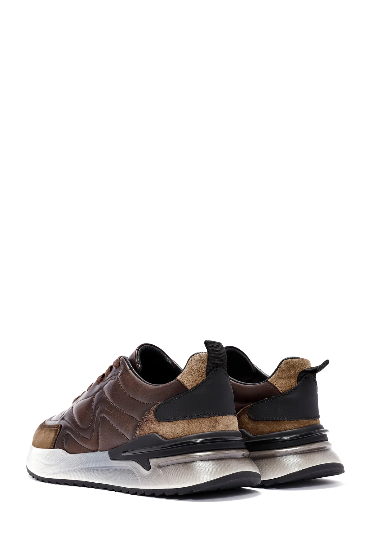 Erkek Kahverengi Bağcıklı Deri Sneaker - Image 5