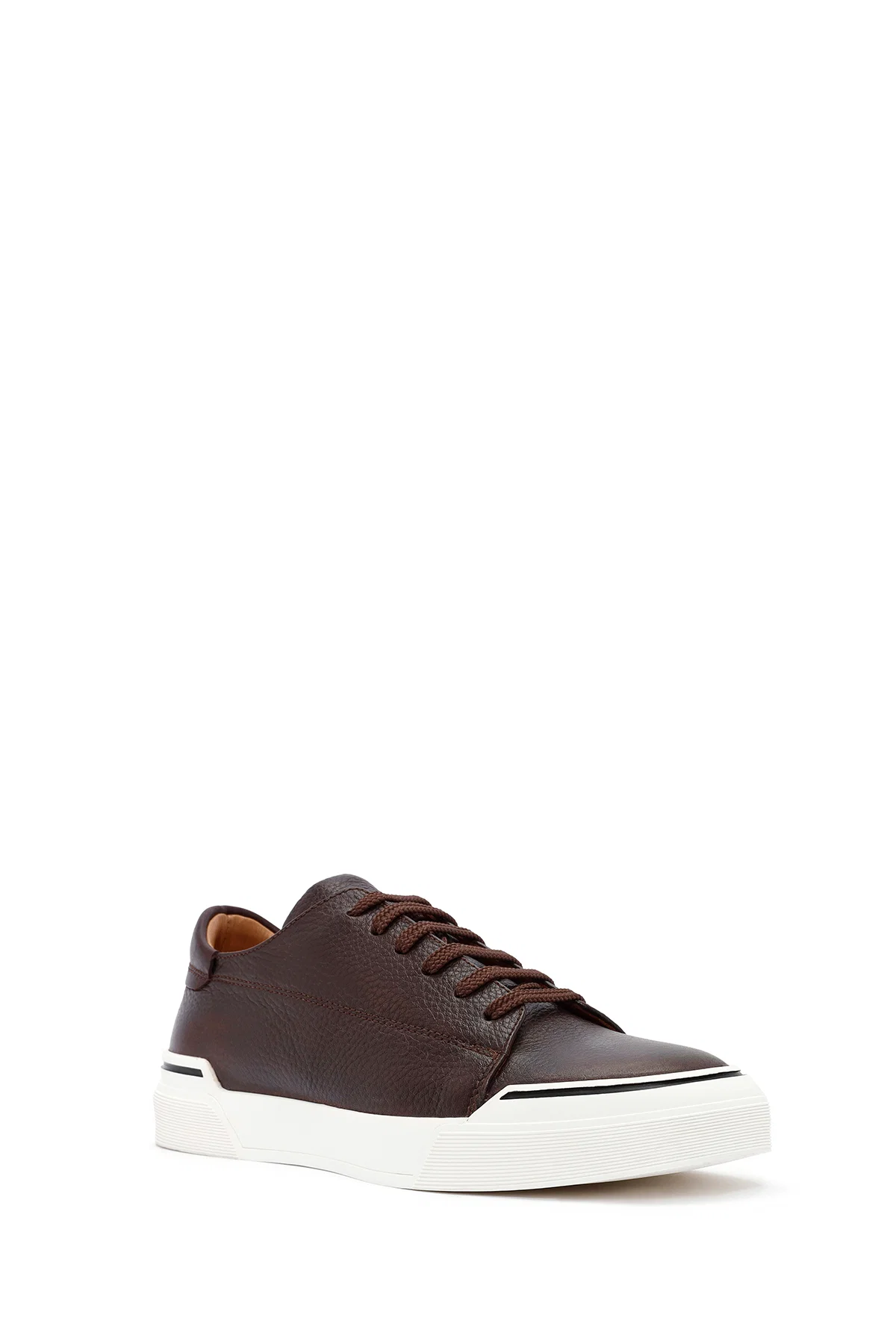 Erkek Kahverengi Bağcıklı Deri Sneaker - Image 6