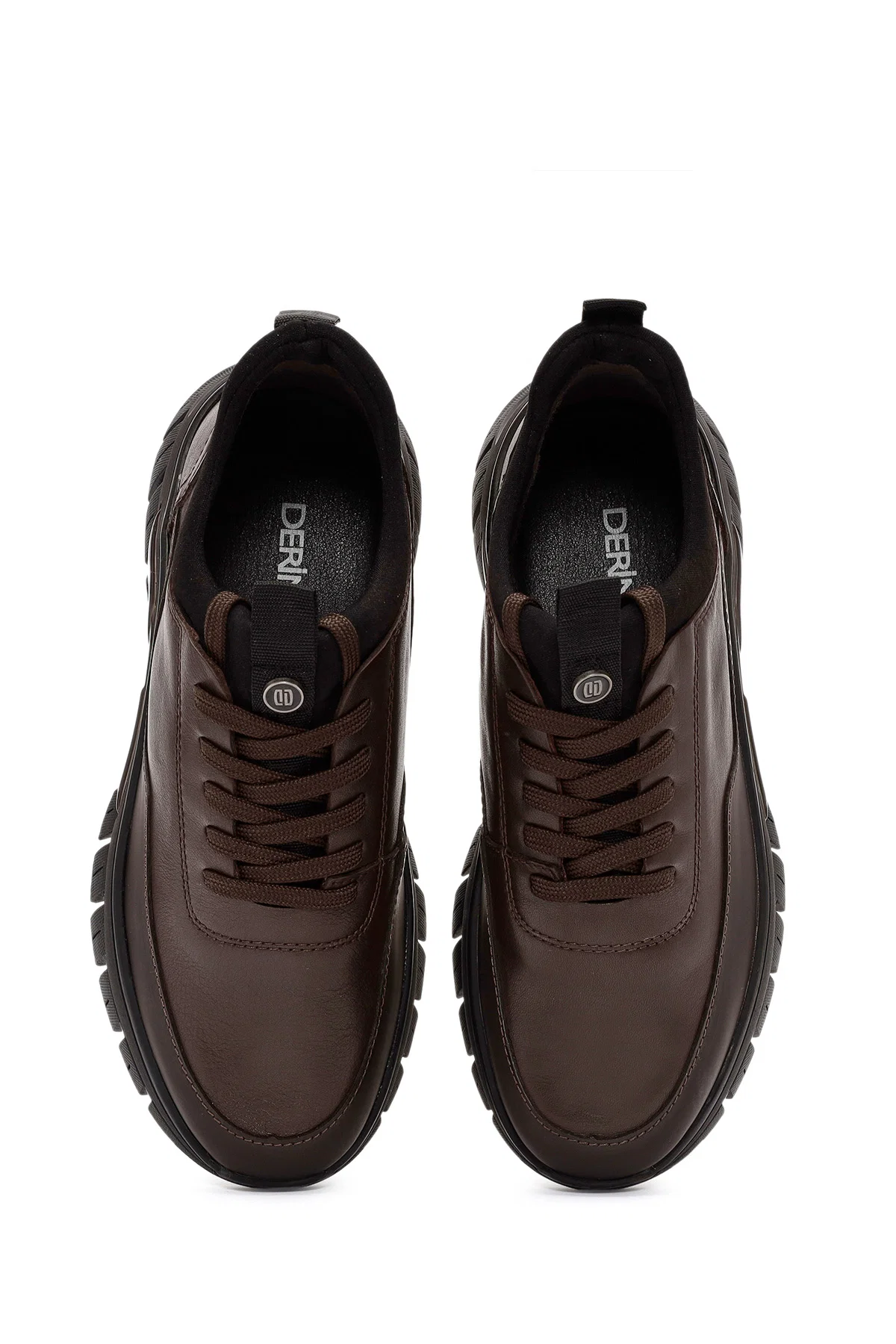 Erkek Kahverengi Bağcıklı Deri Sneaker - Image 7