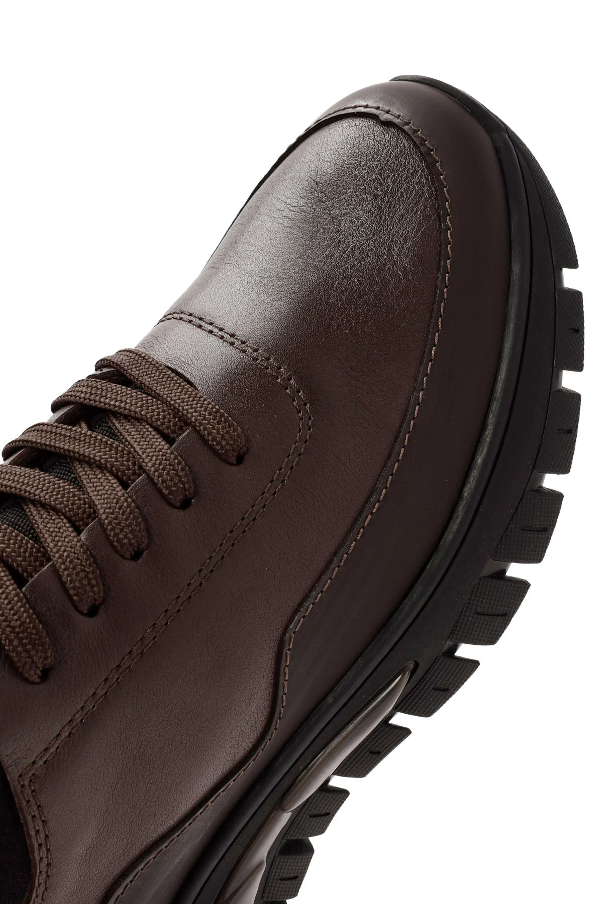 Erkek Kahverengi Bağcıklı Deri Sneaker - Image 9