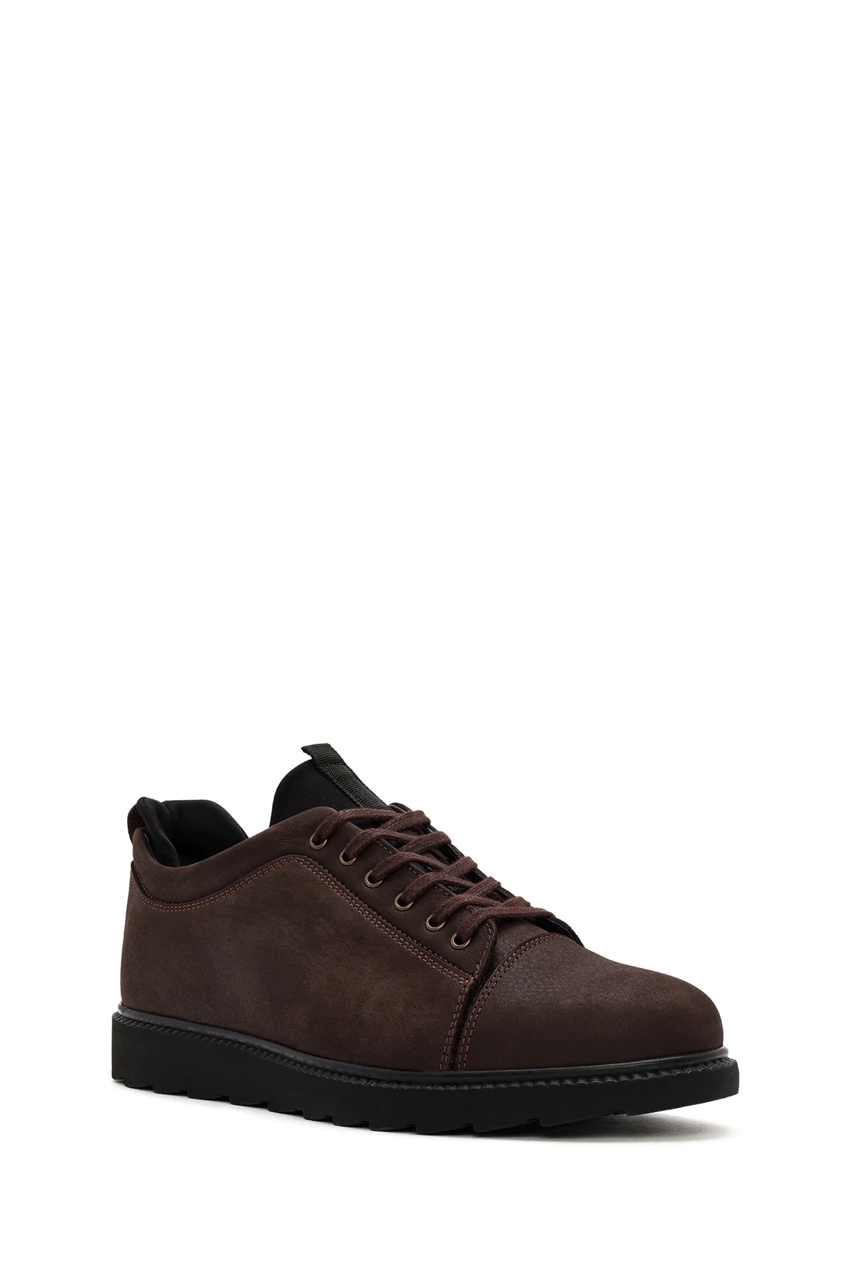 Erkek Kahverengi Bağcıklı Deri Sneaker - Image 6