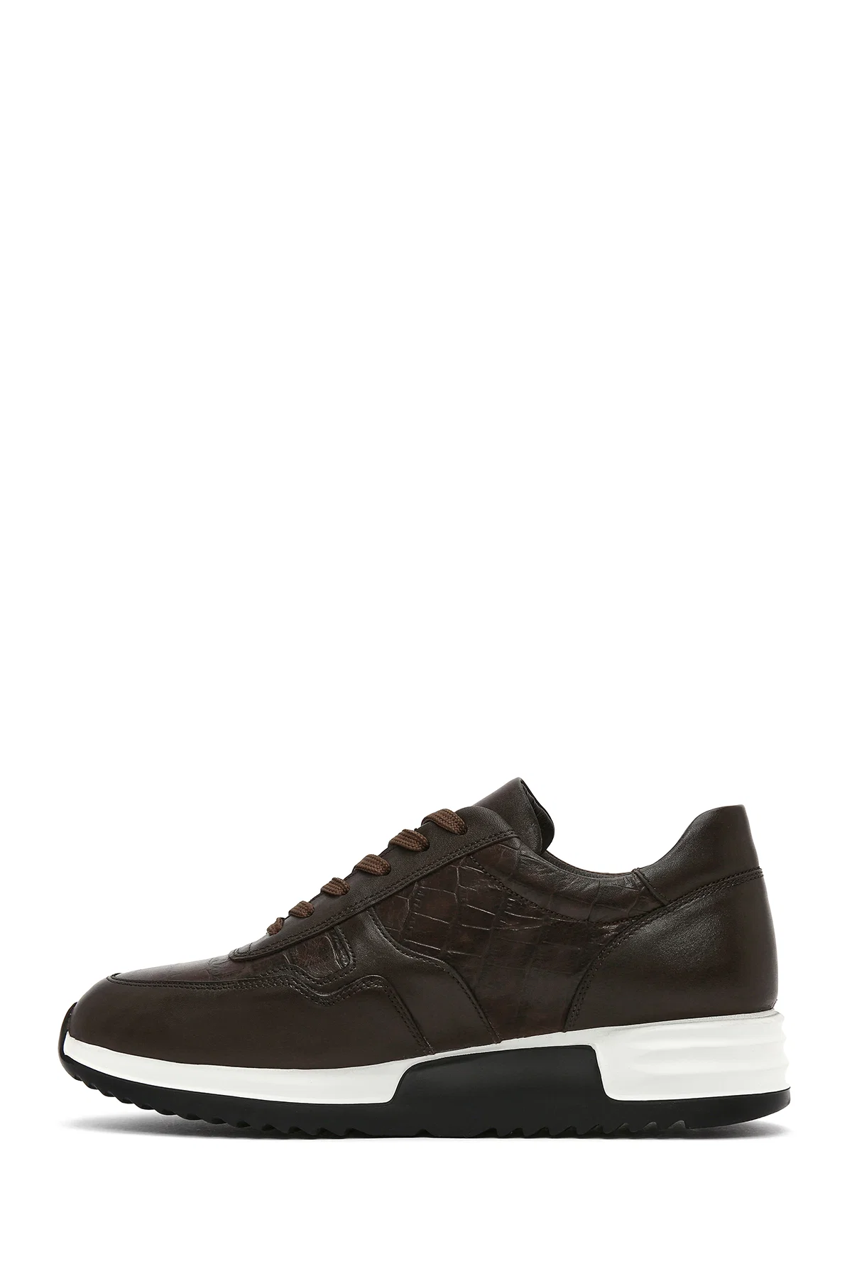 Erkek Kahverengi Bağcıklı Deri Sneaker - Image 2