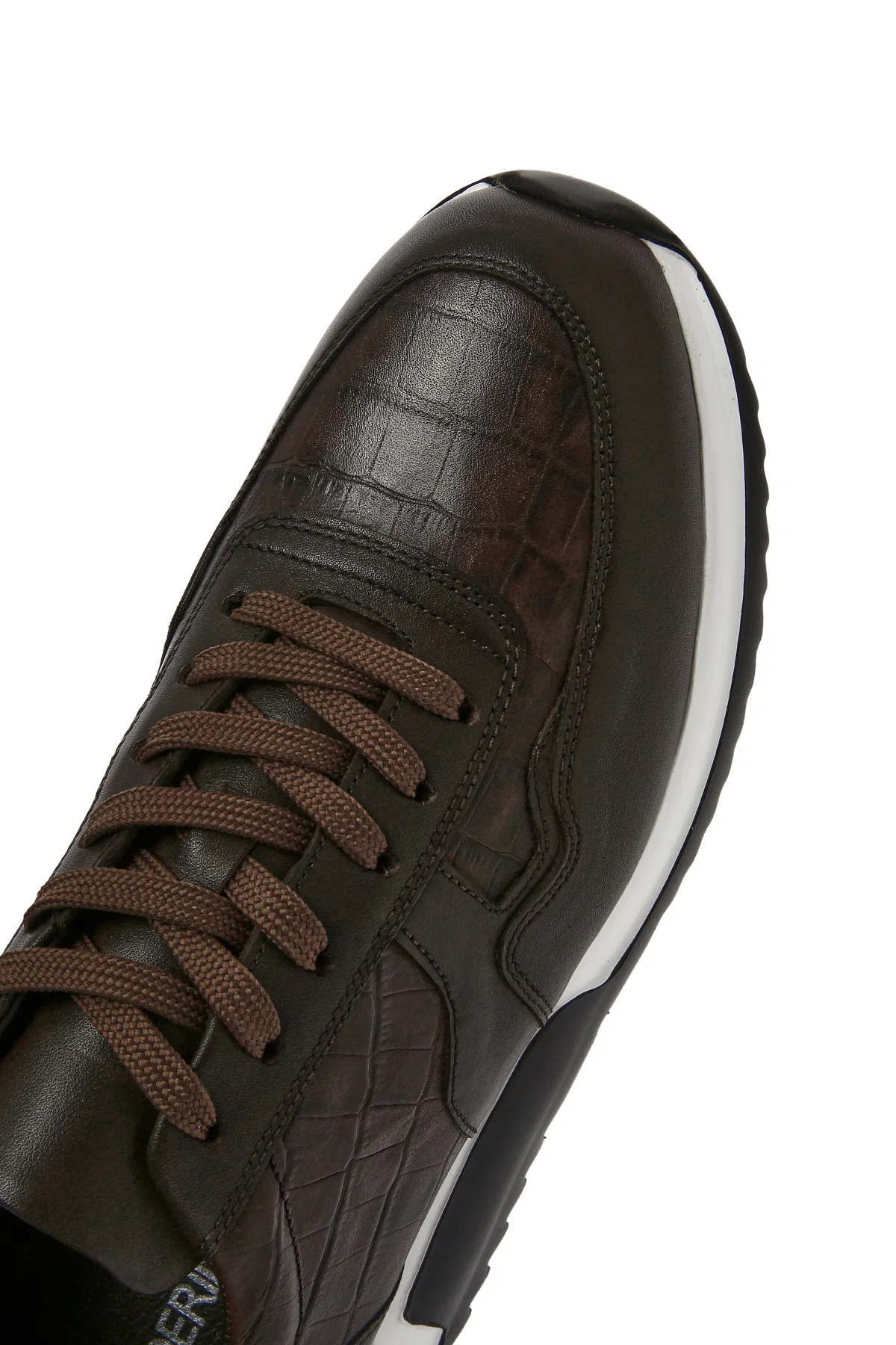 Erkek Kahverengi Bağcıklı Deri Sneaker - Image 9