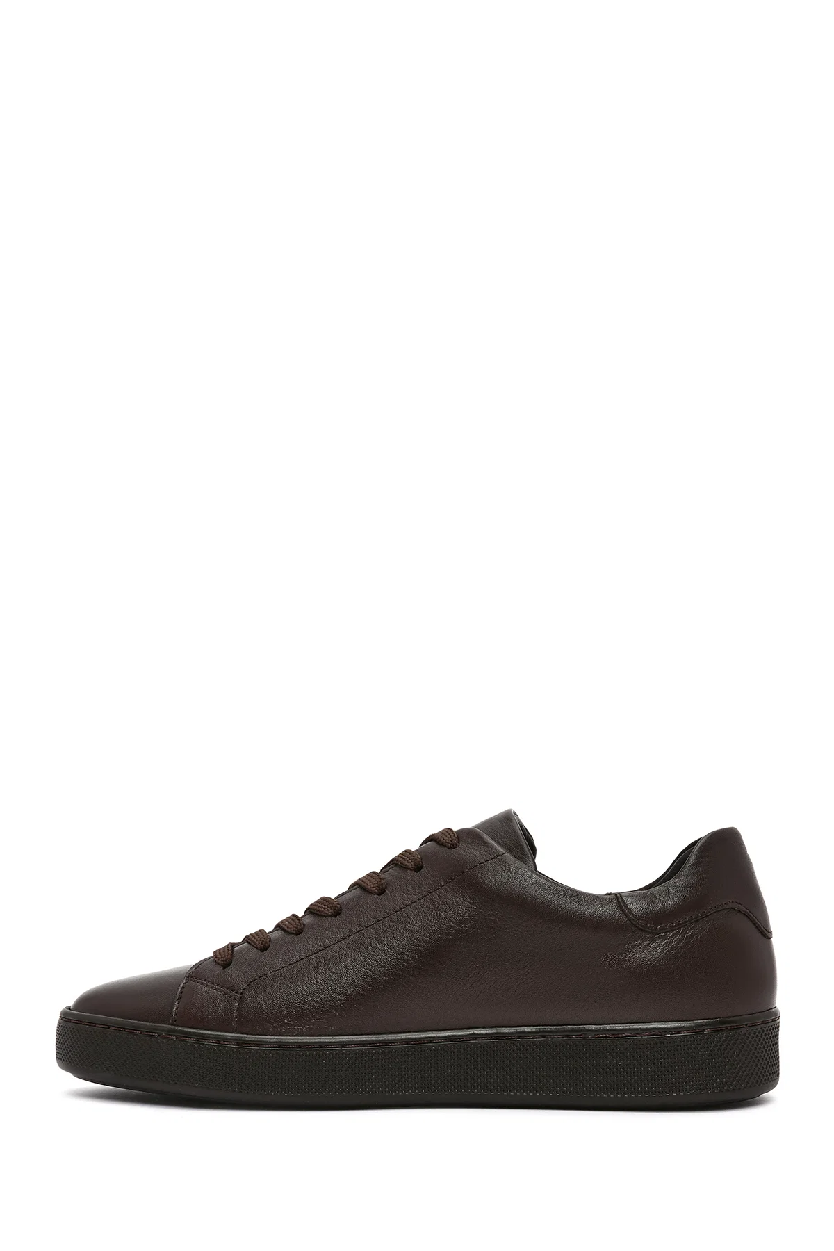 Erkek Kahverengi Bağcıklı Deri Sneaker - Image 2