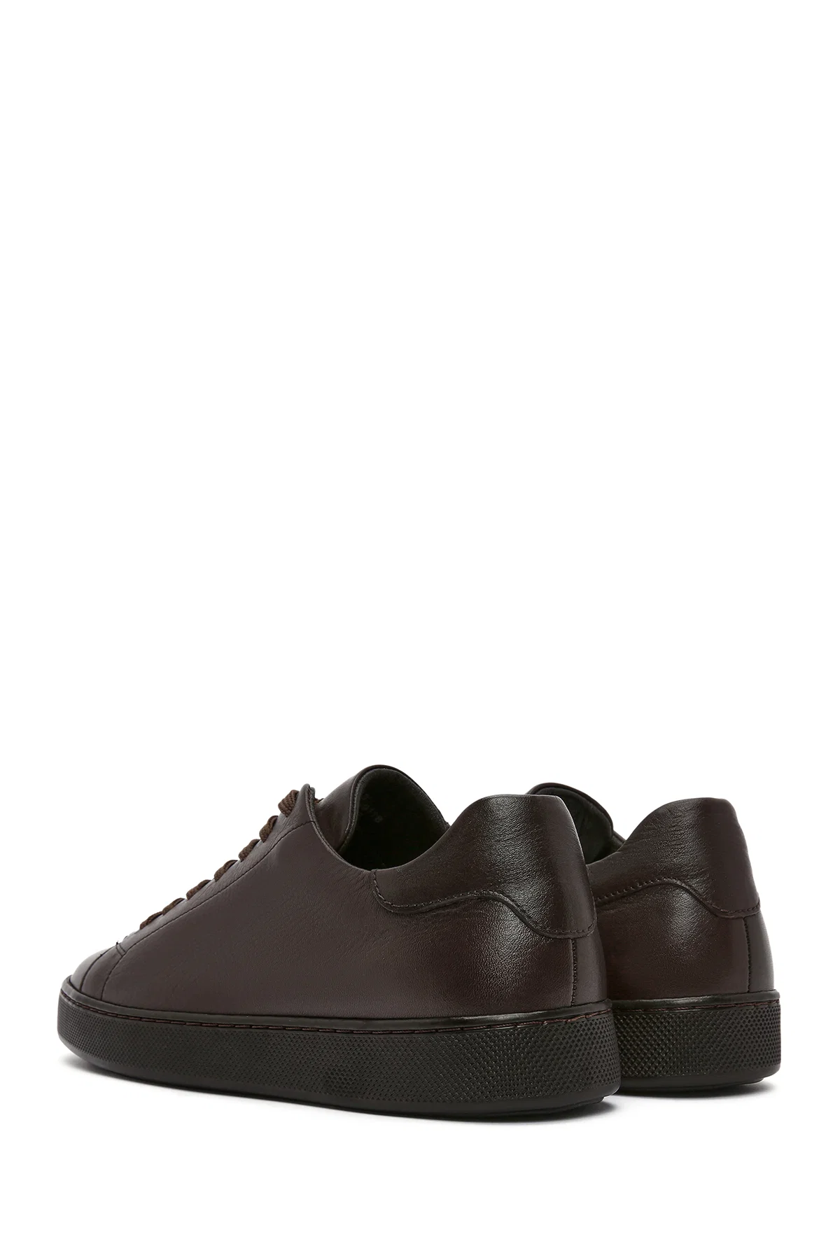 Erkek Kahverengi Bağcıklı Deri Sneaker - Image 5