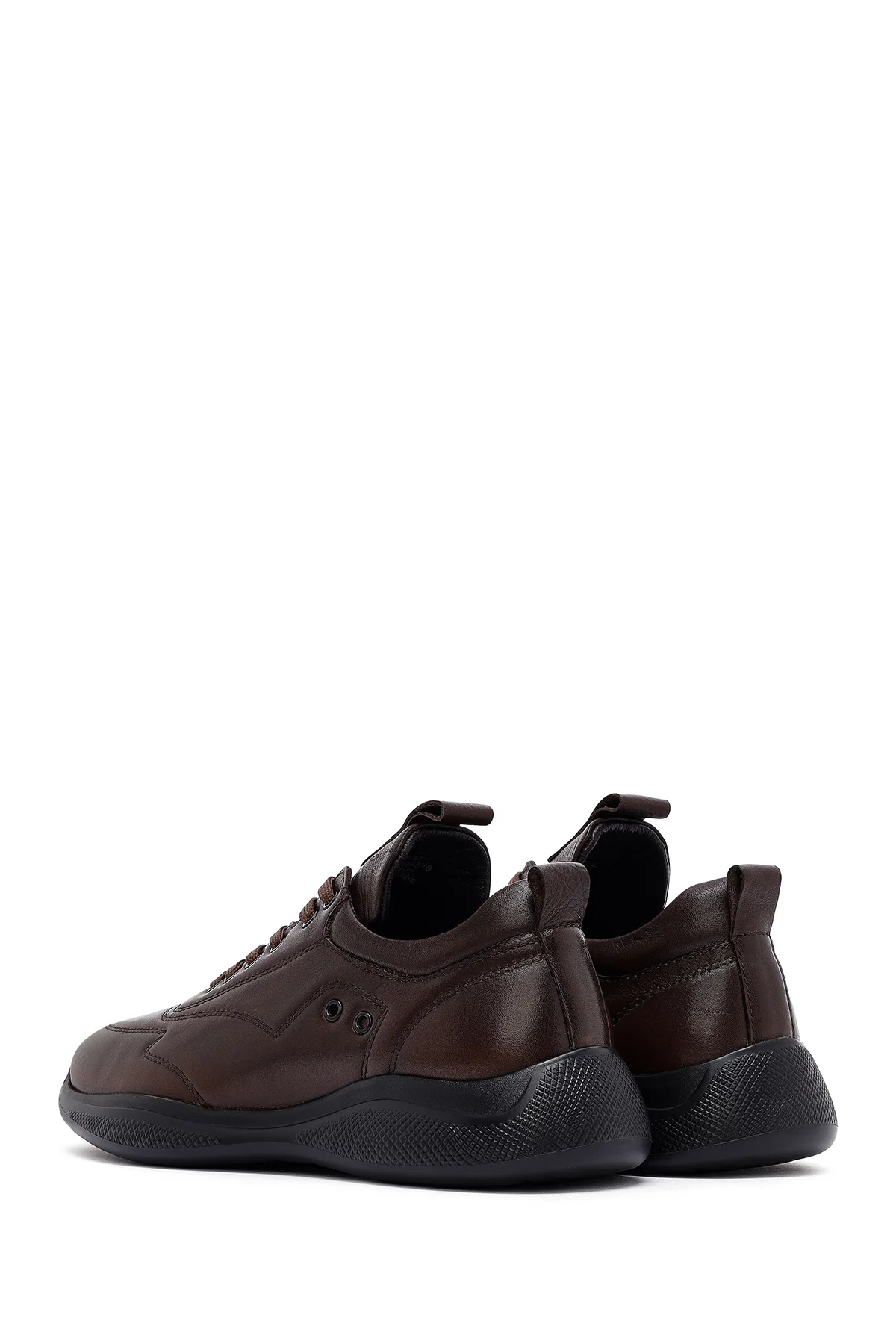 Erkek Kahverengi Bağcıklı Deri Sneaker - Image 5