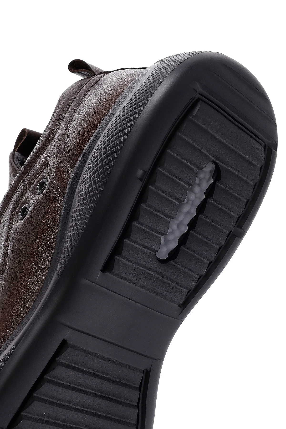 Erkek Kahverengi Bağcıklı Deri Sneaker - Image 8