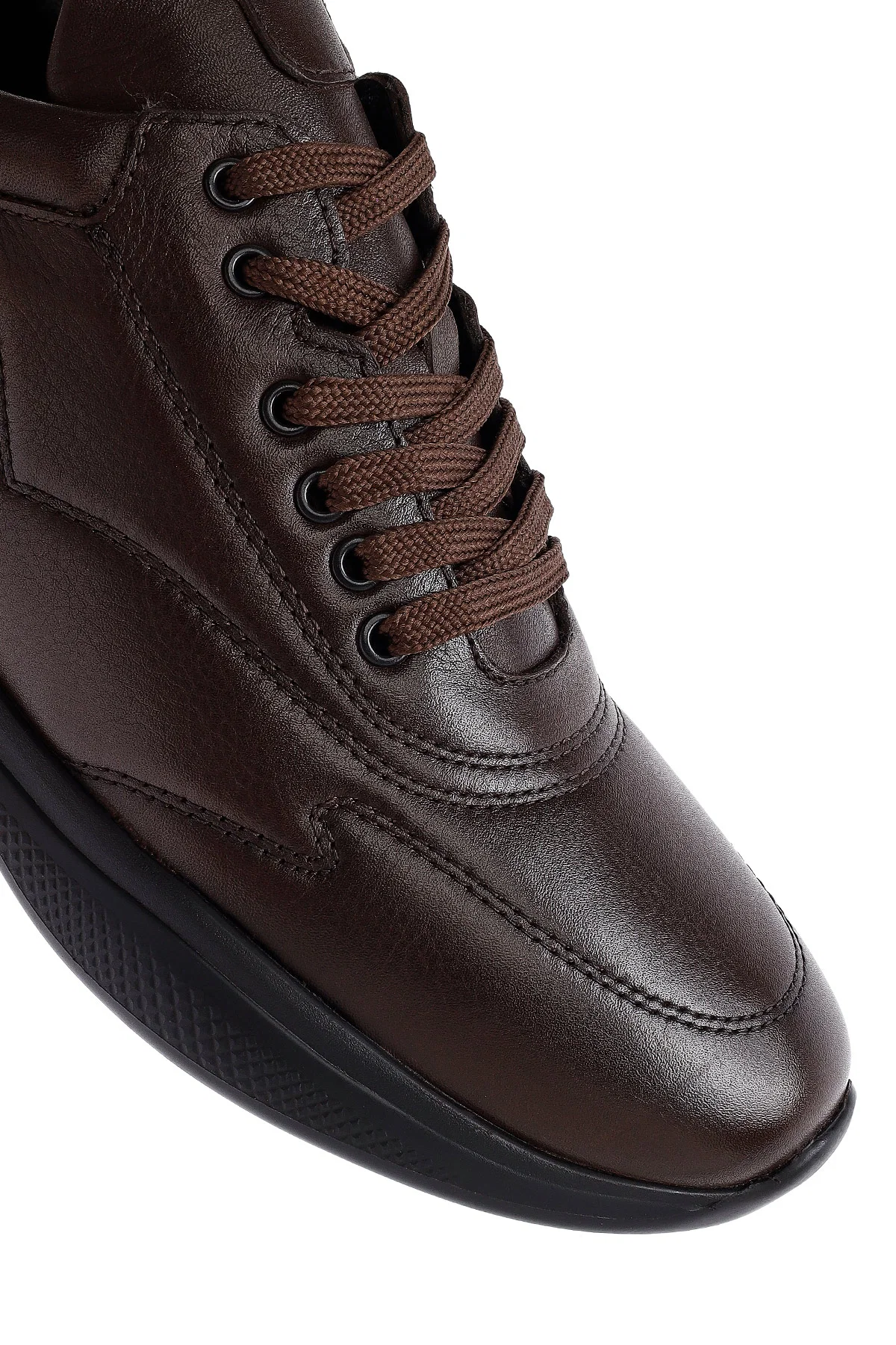 Erkek Kahverengi Bağcıklı Deri Sneaker - Image 9