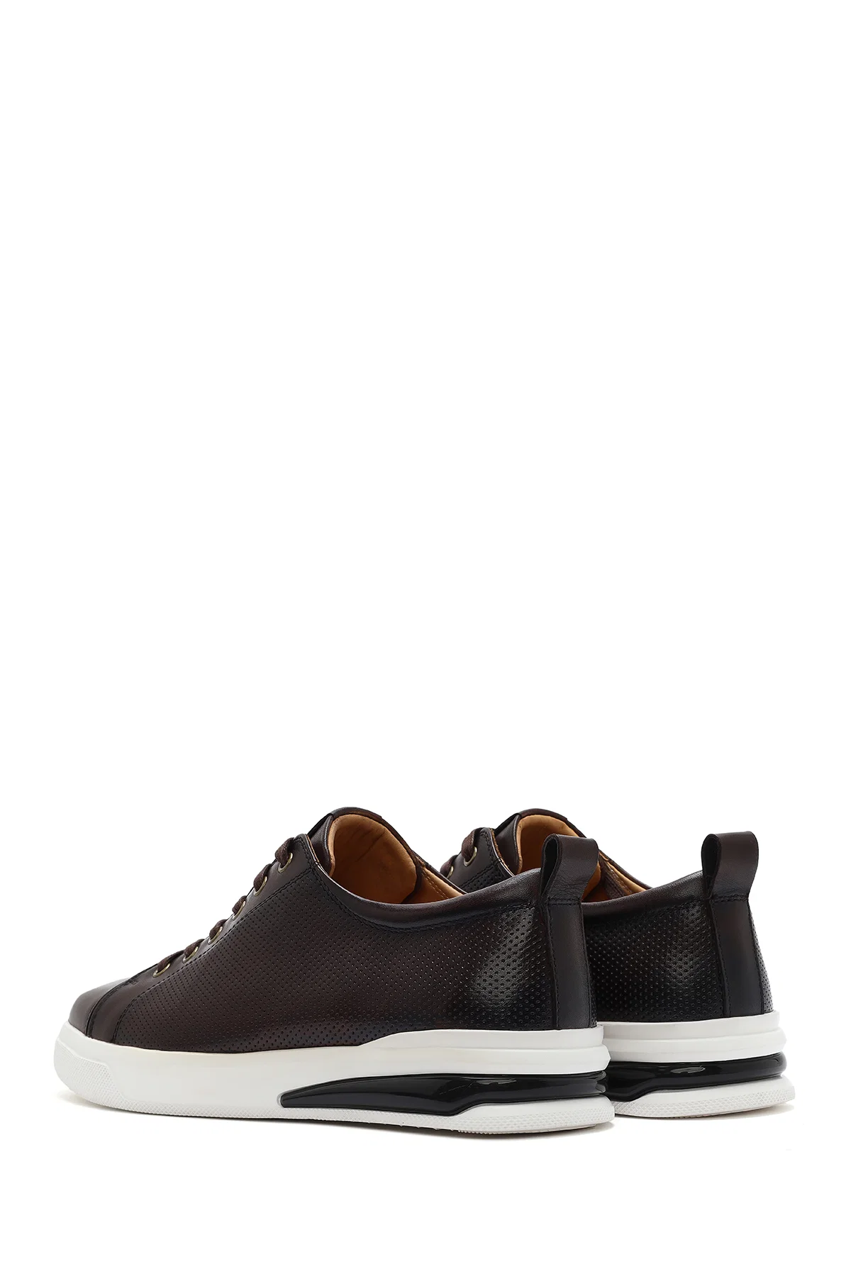 Erkek Kahverengi Bağcıklı Deri Sneaker - Image 5