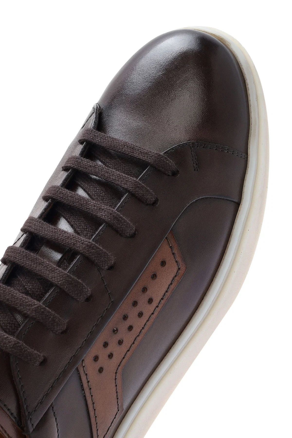 Erkek Kahverengi Bağcıklı Deri Sneaker - Image 10